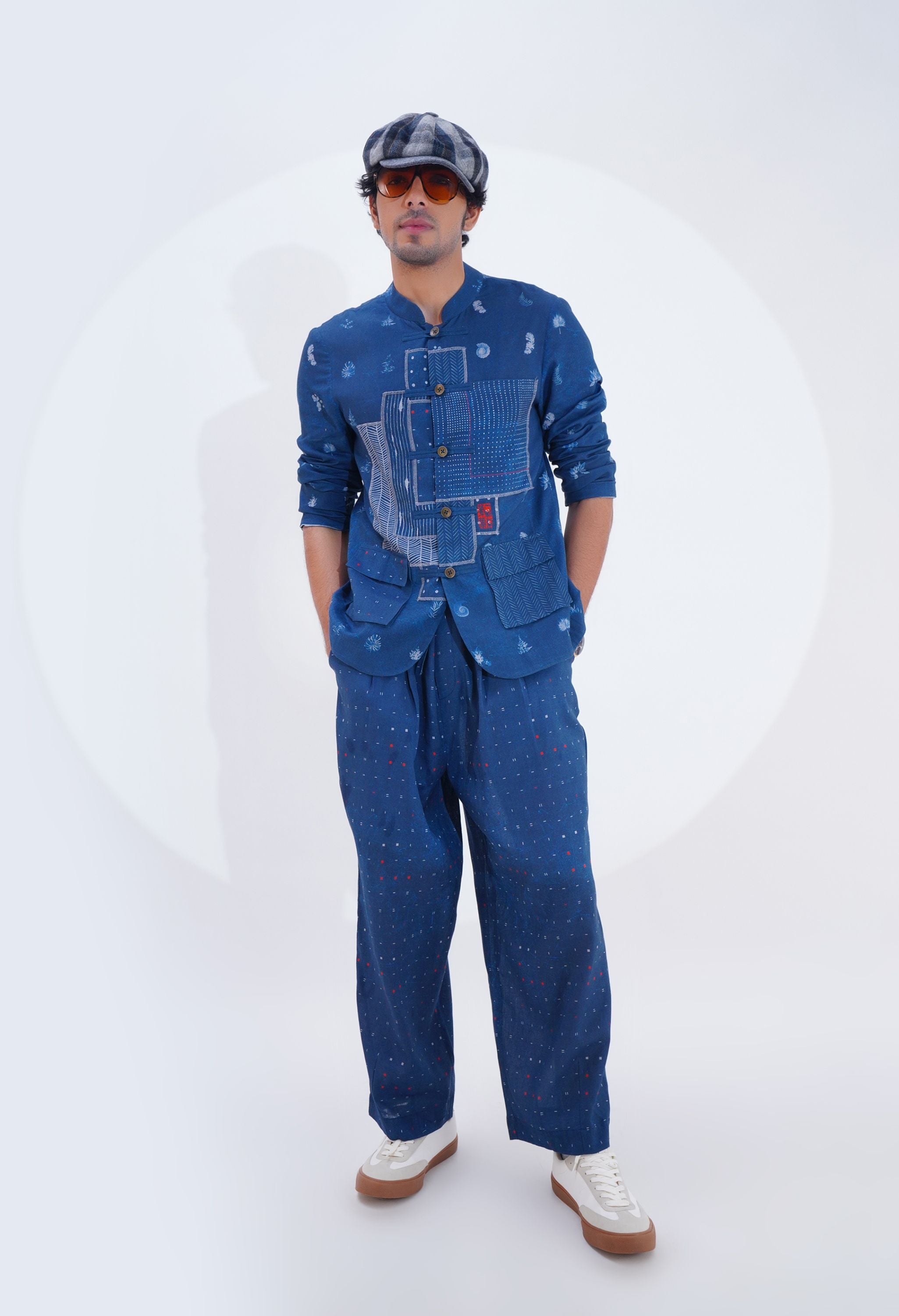 PRINTED POJAGI PATCH WORK BANDGALA JACKET