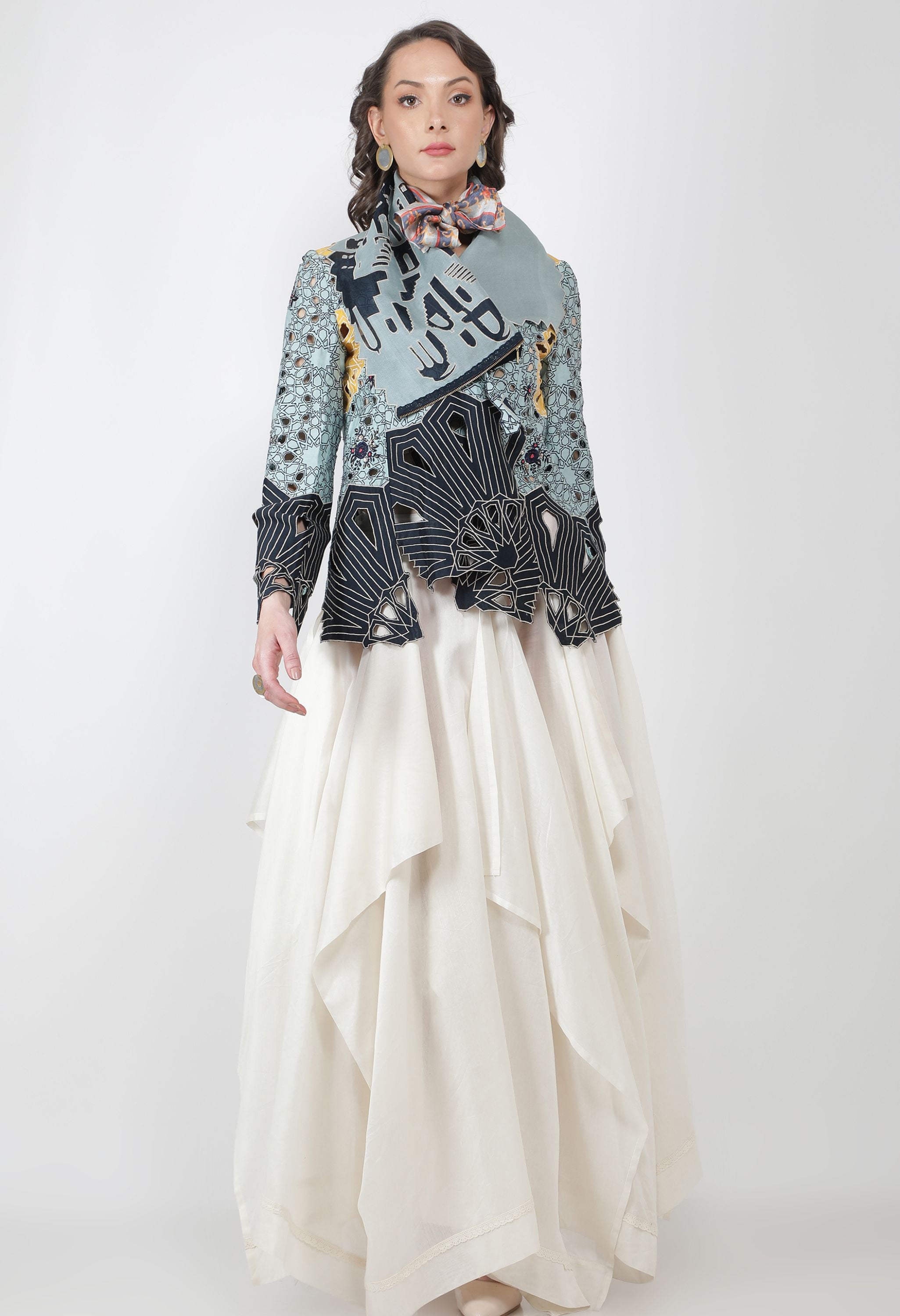 DRAPED CHANDERI SKIRT