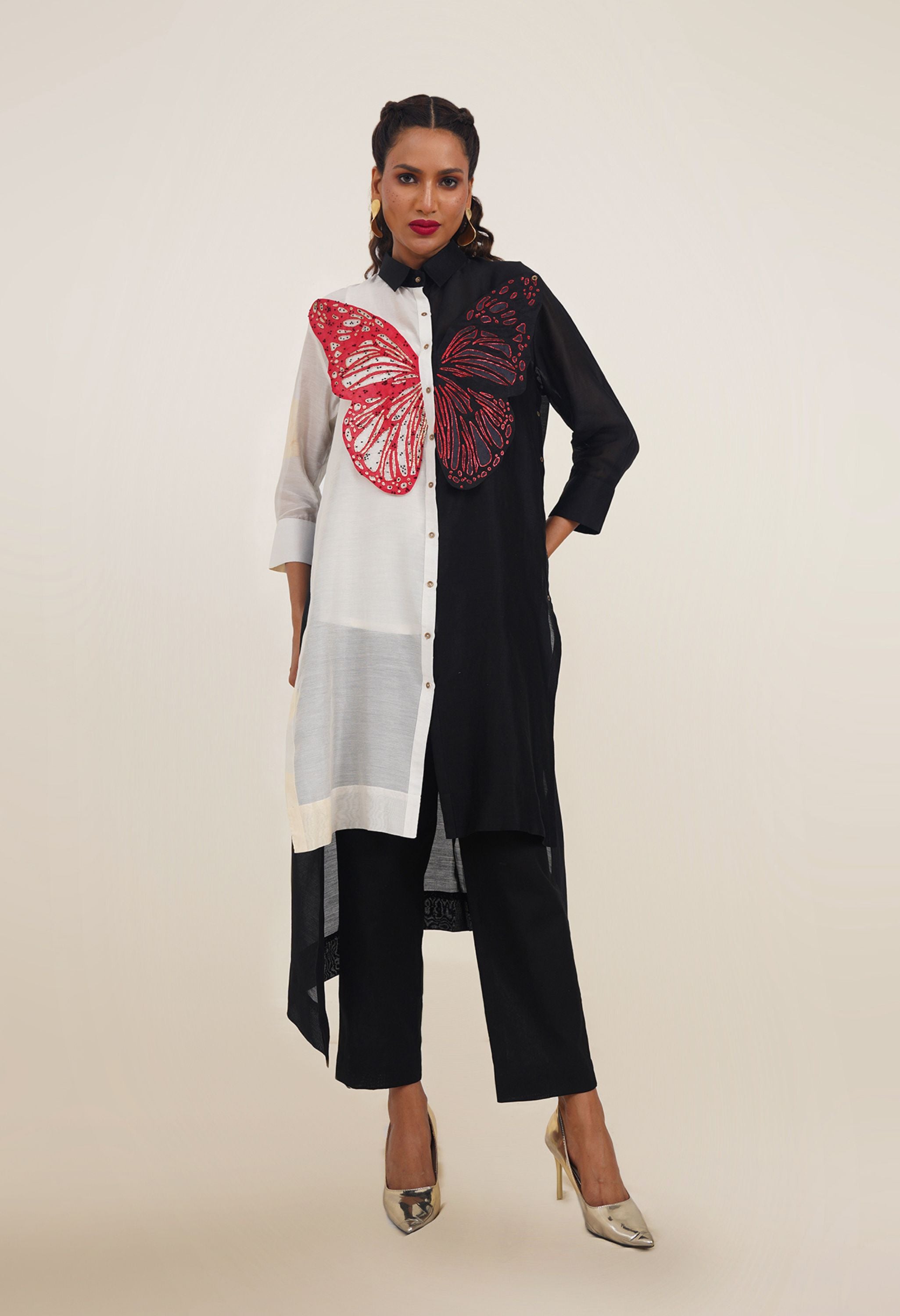 BUTTERFLY EMB COLOR BLOCKED CO ORD SET