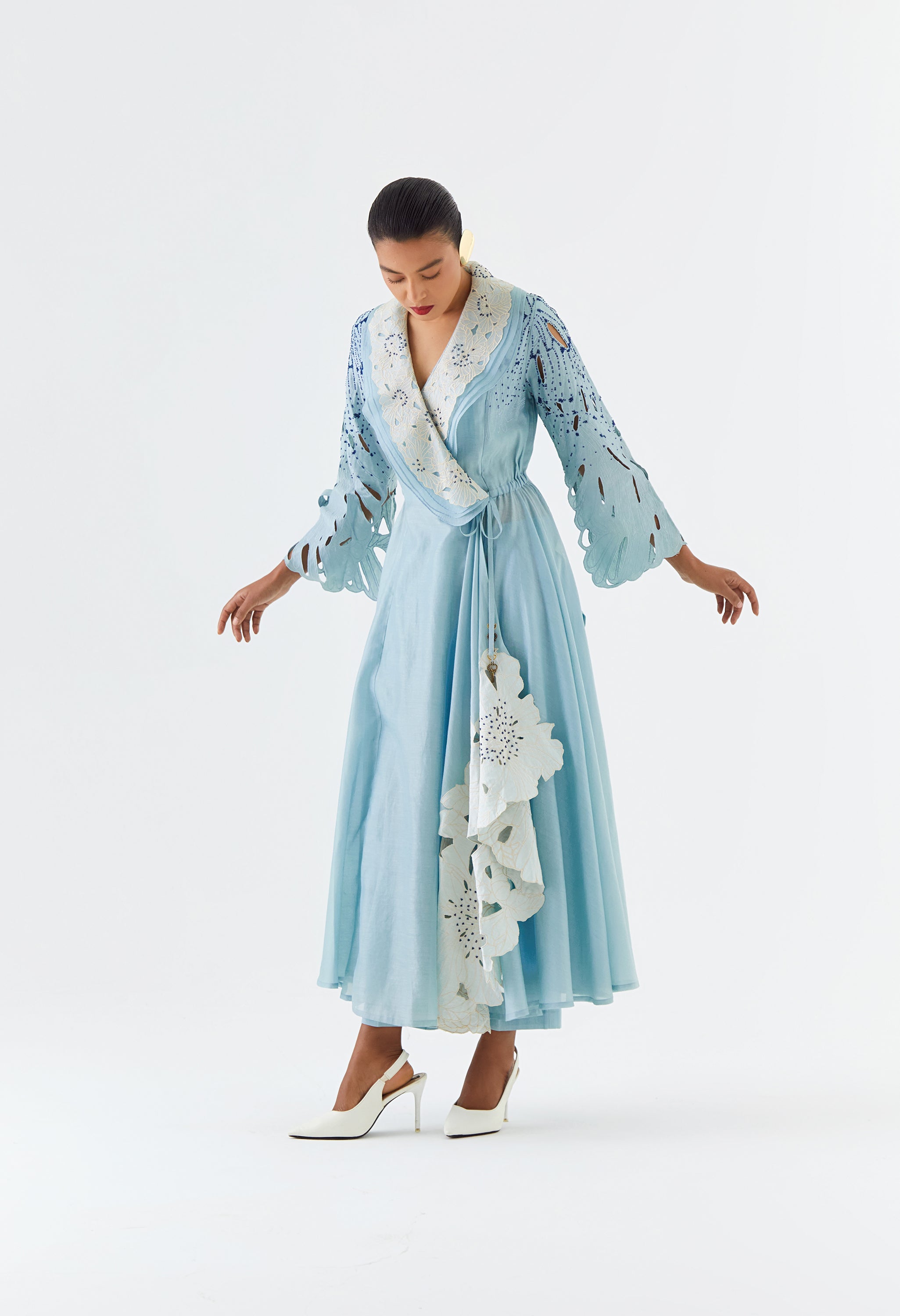 LAYERED COLLOR OVERLAP ANGRAKHA WITH PANTS