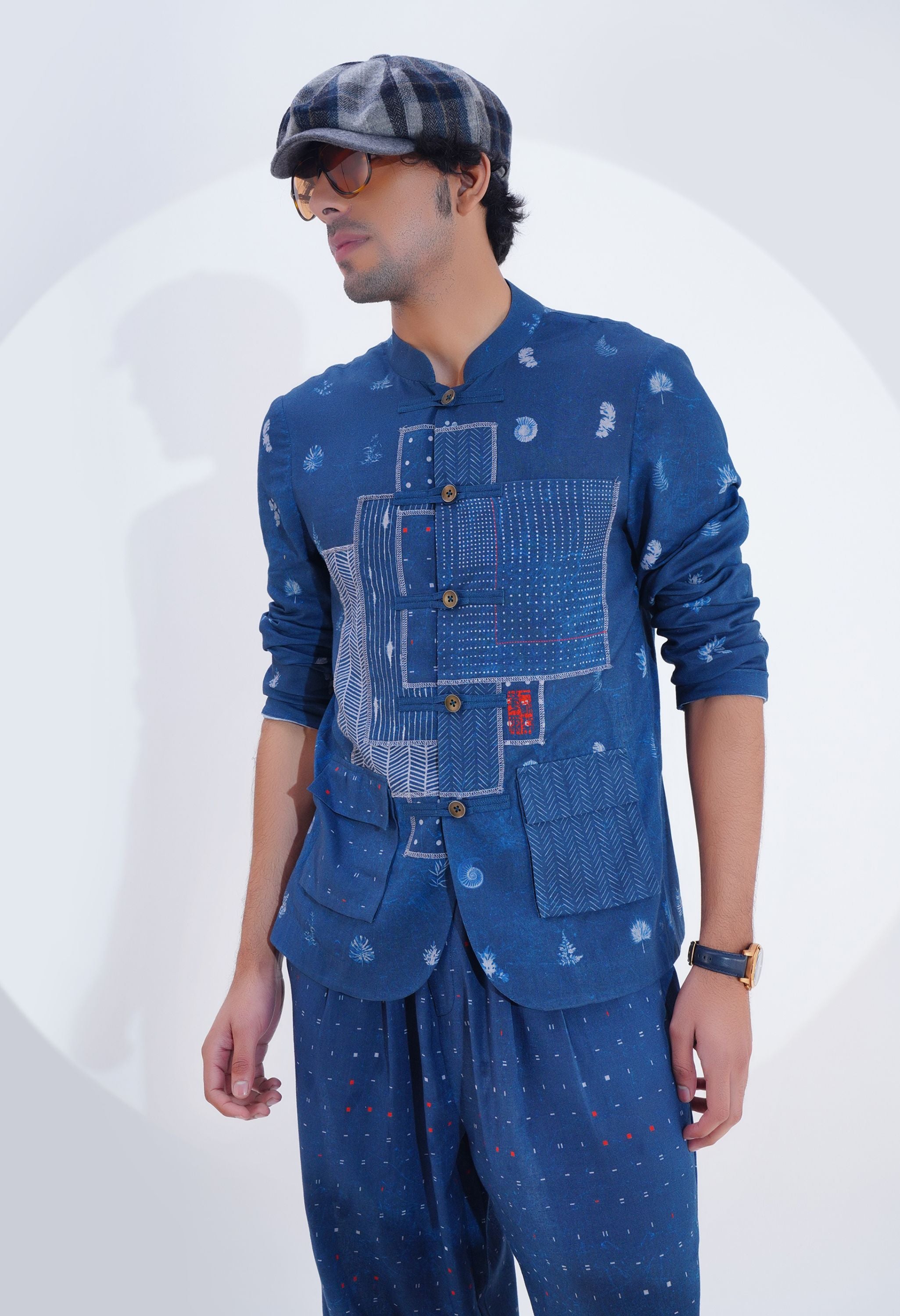 PRINTED POJAGI PATCH WORK BANDGALA JACKET