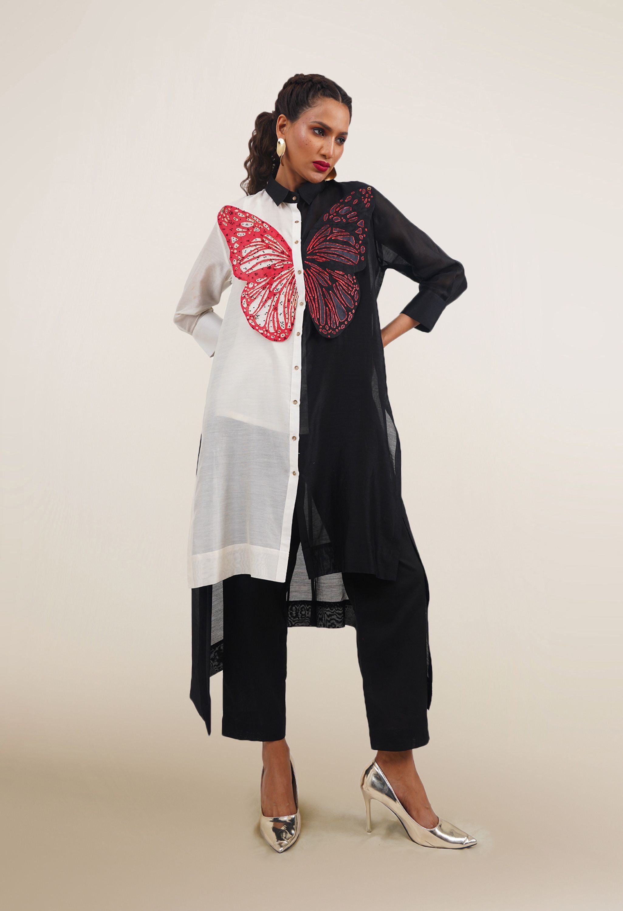 BUTTERFLY EMB COLOR BLOCKED CO ORD SET