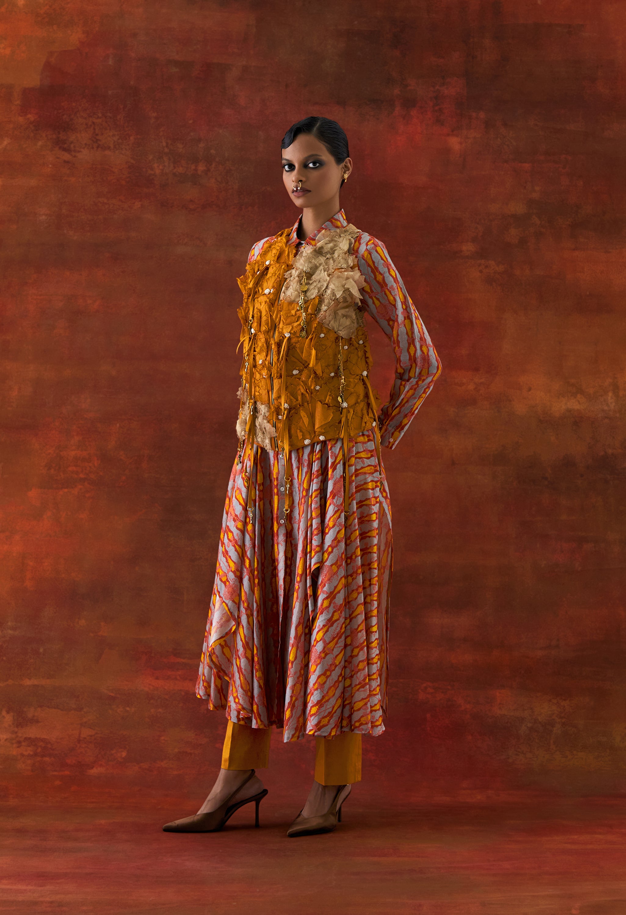 3D FLOWER RACER BACK JACKET + CASCADE SHIRT WITH PANTS