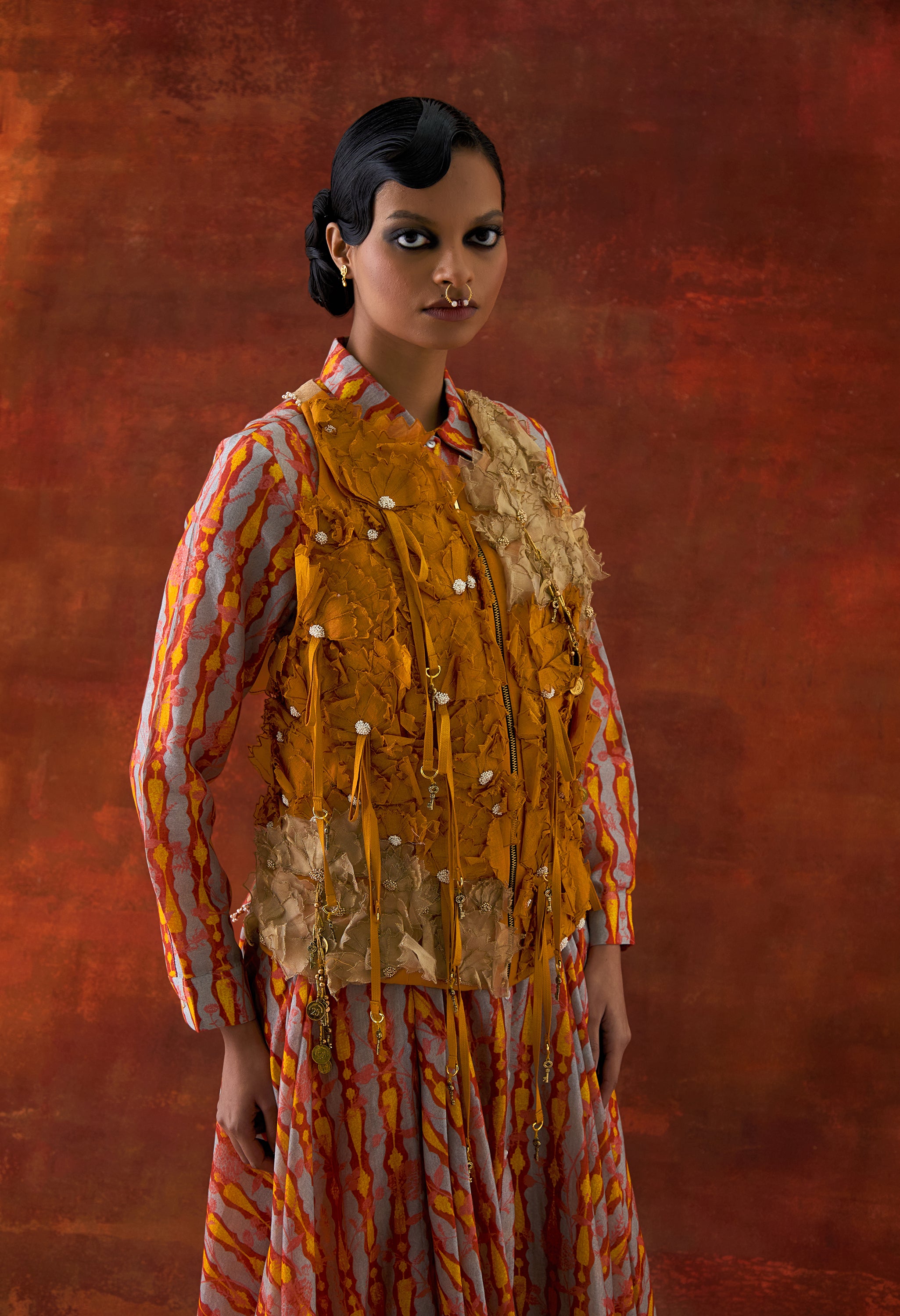 3D FLOWER RACER BACK JACKET + CASCADE SHIRT WITH PANTS