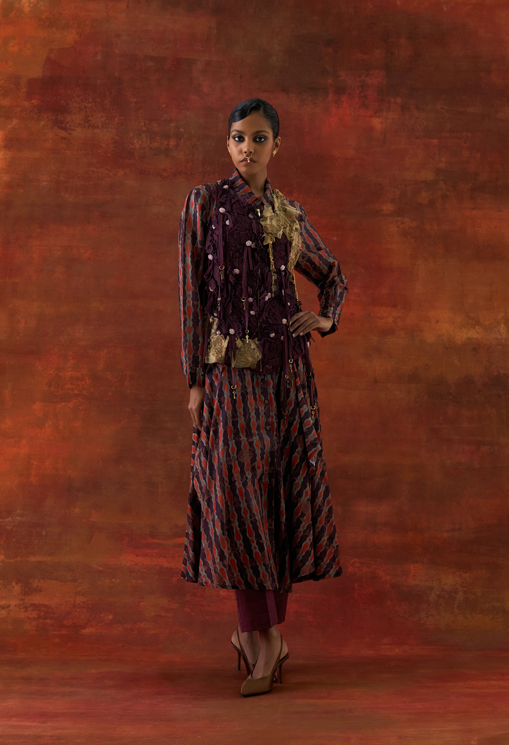 3D FLOWER RACER BACK JACKET + CASCADE SHIRT WITH PANTS