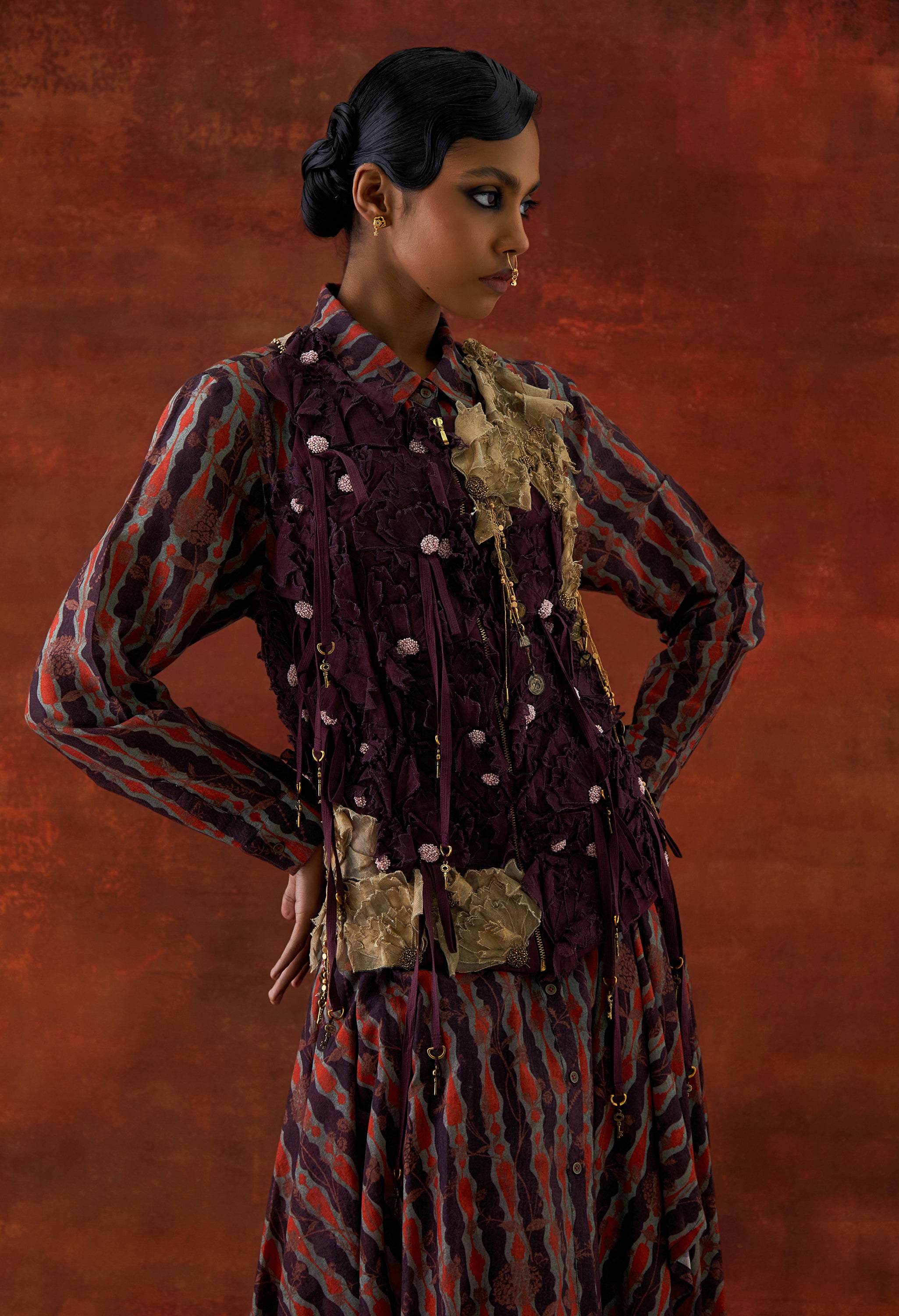 3D FLOWER RACER BACK JACKET + CASCADE SHIRT WITH PANTS