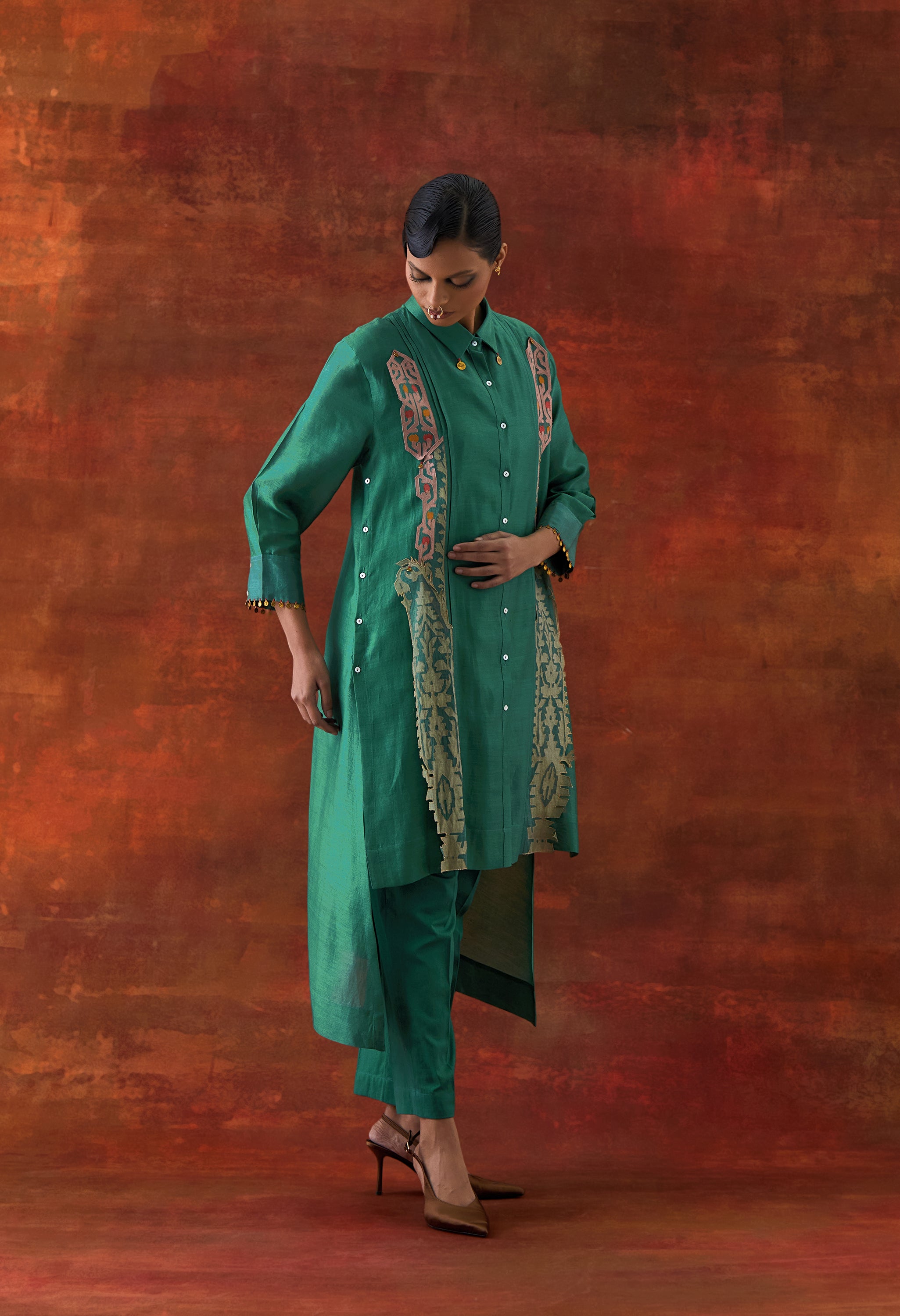 PLEATED SHIRT WITH PANTS