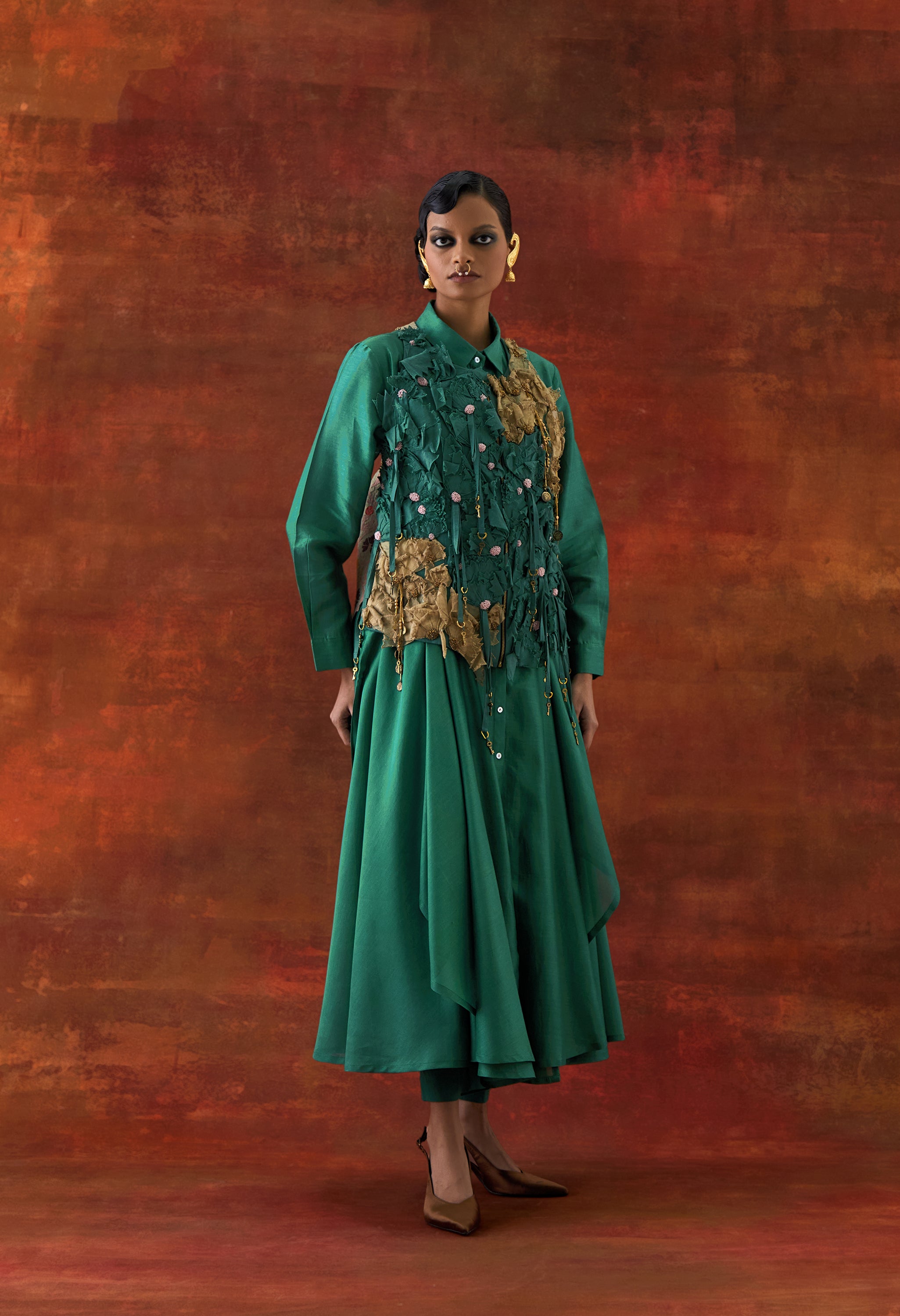 3D FLOWER RACER BACK JACKET + CASCADE SHIRT WITH PANTS