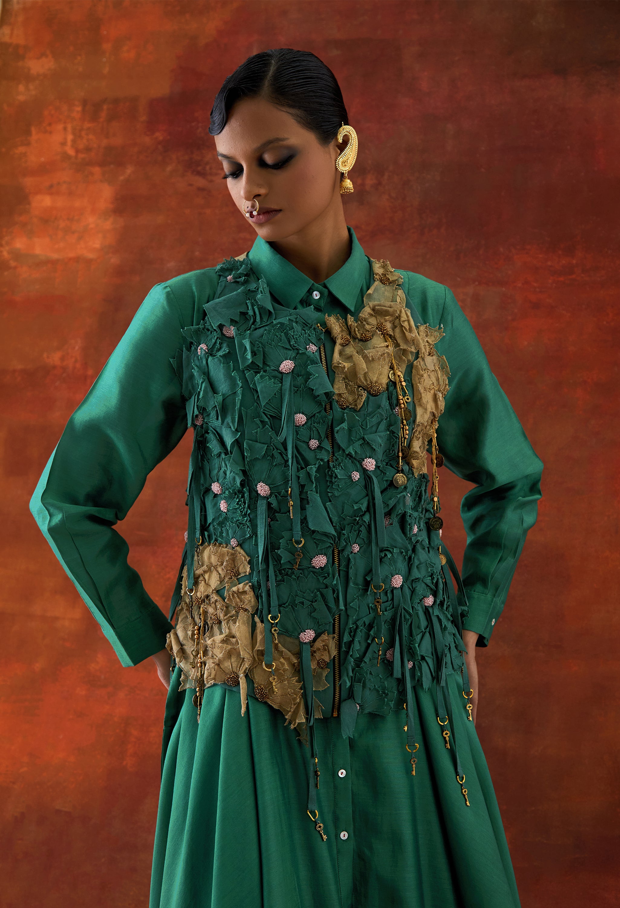 3D FLOWER RACER BACK JACKET + CASCADE SHIRT WITH PANTS