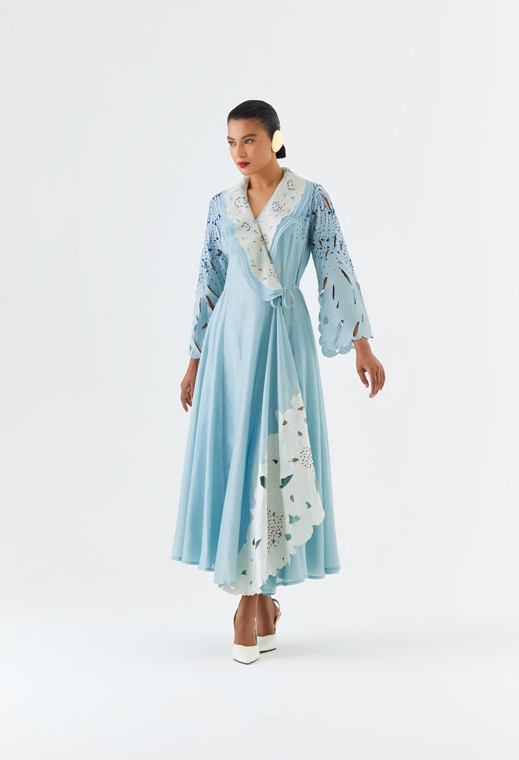 LAYERED COLLOR OVERLAP ANGRAKHA WITH PANTS