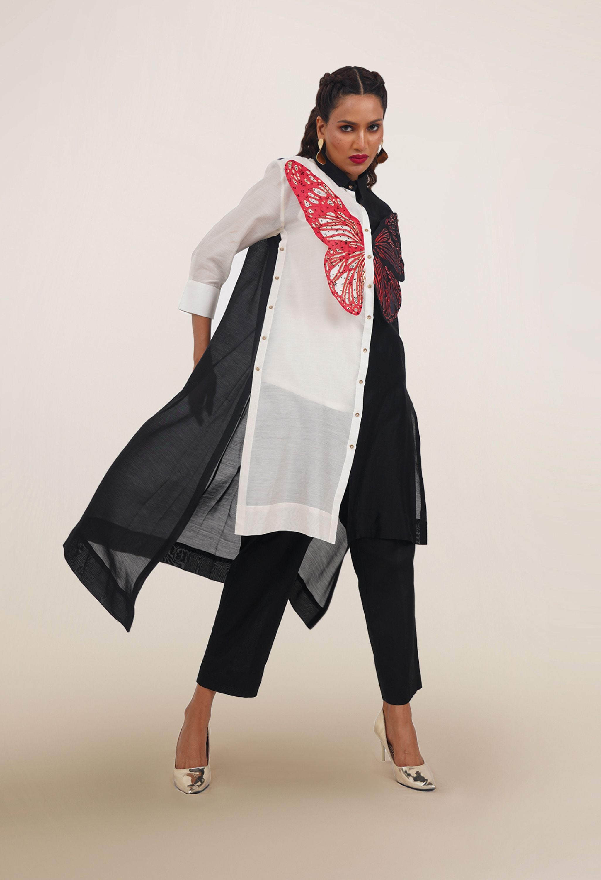 BUTTERFLY EMB COLOR BLOCKED CO ORD SET