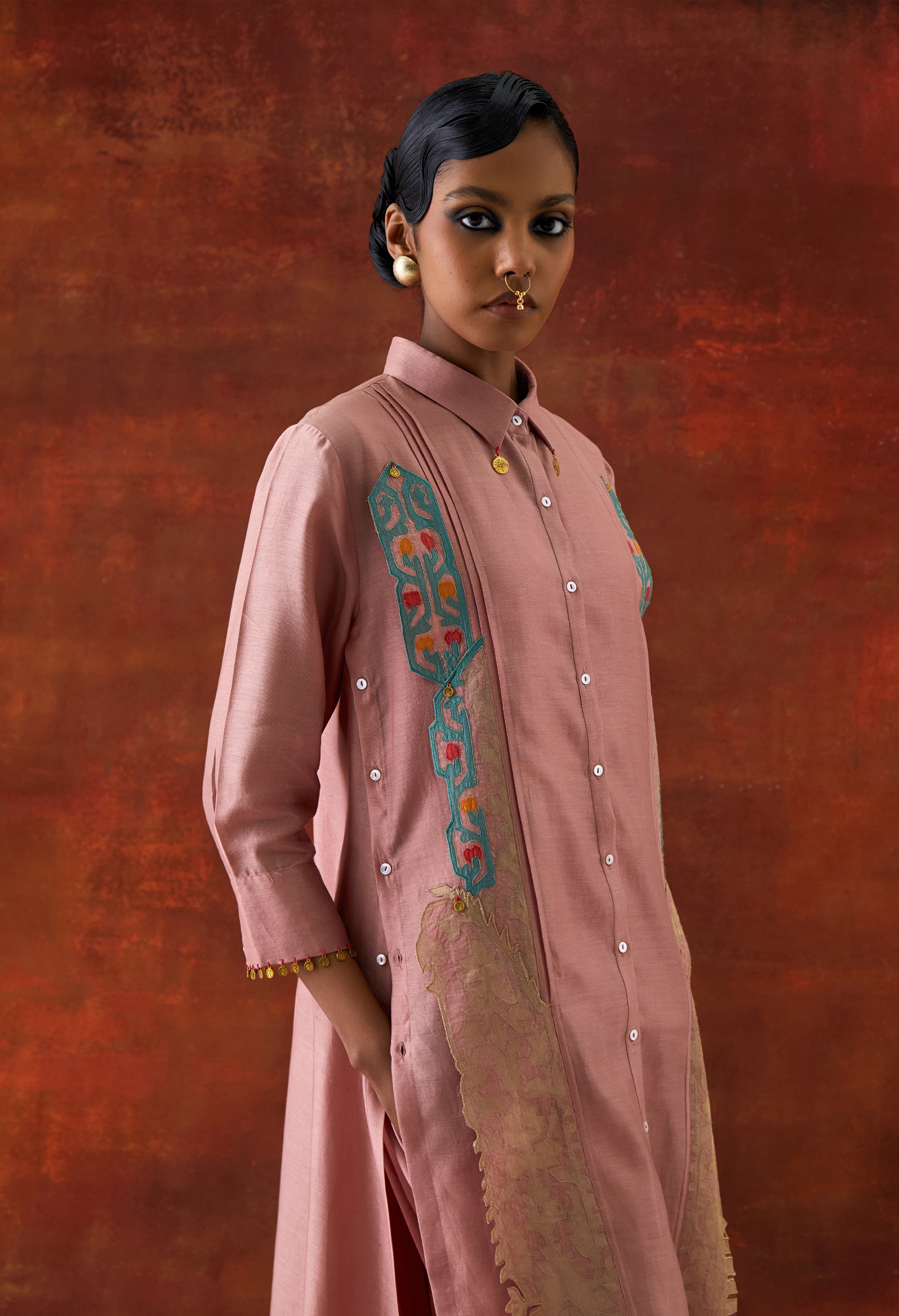 PLEATED SHIRT WITH PANTS