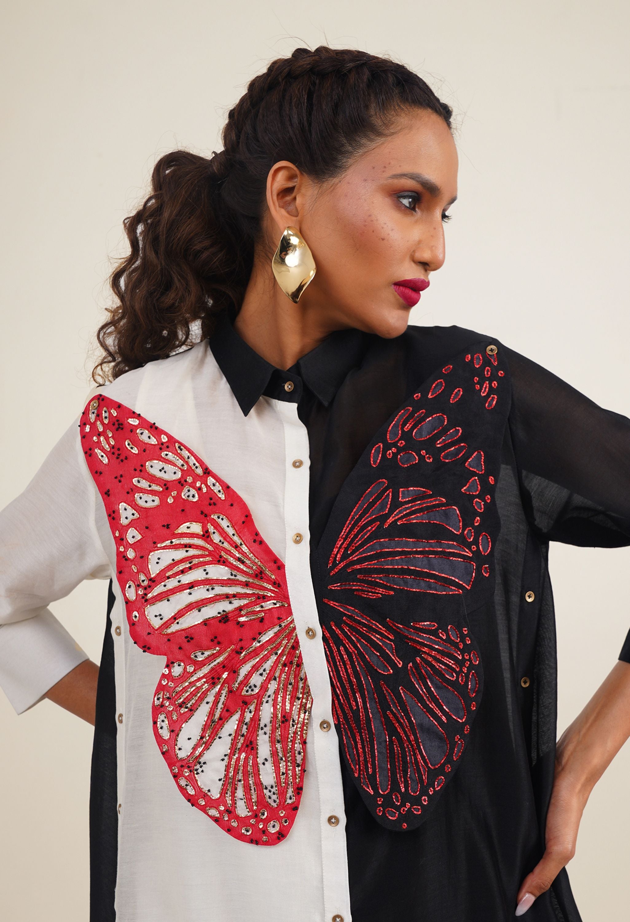 BUTTERFLY EMB COLOR BLOCKED CO ORD SET