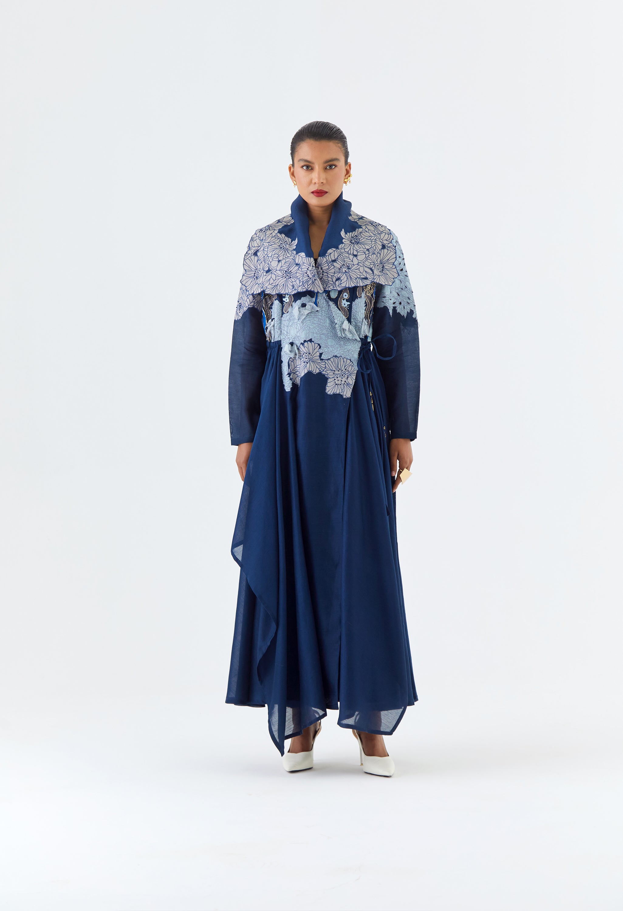 DRAPED COLLAR ANGRAKHA WITH PANTS