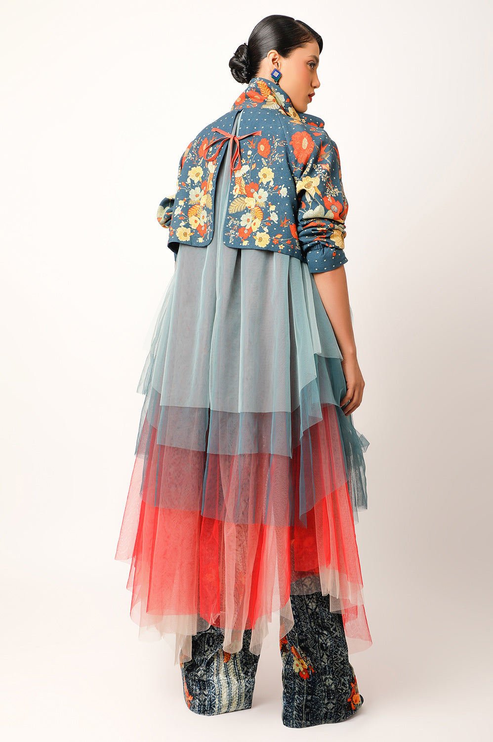 PRINTED TULLE TRENCH