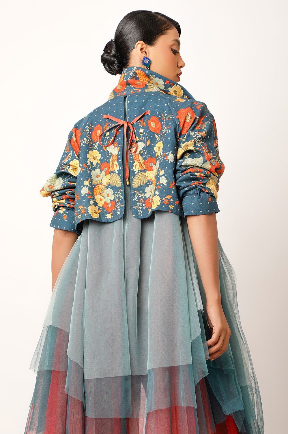 PRINTED TULLE TRENCH