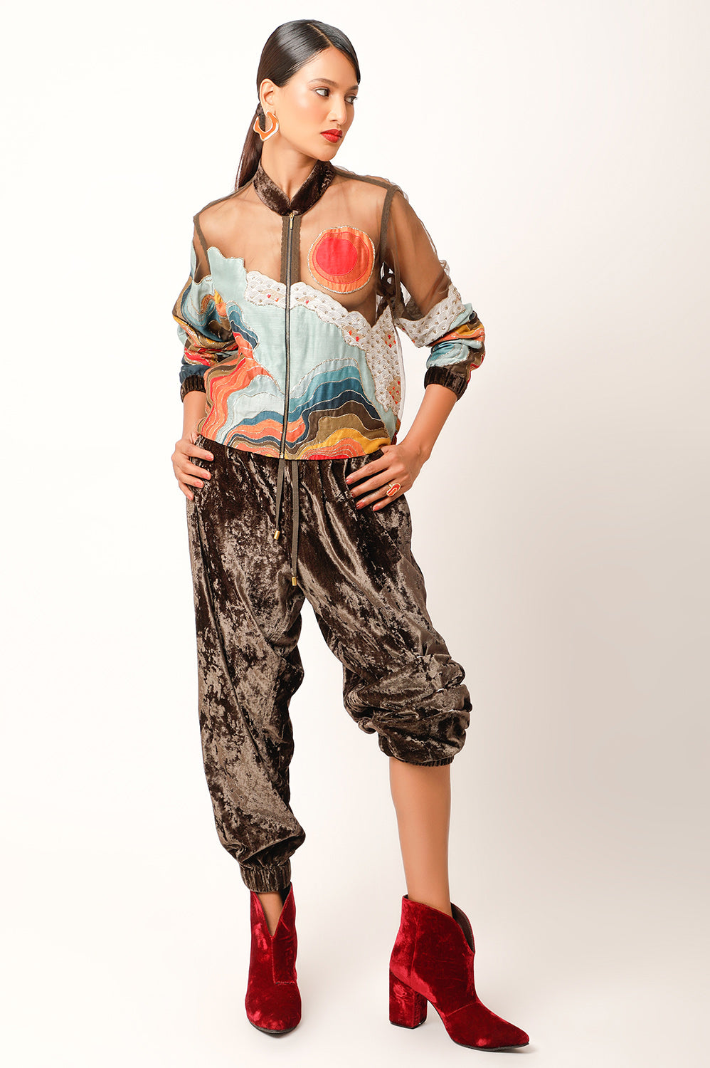 LANDSCAPE EMB NET BOMBER JACKET