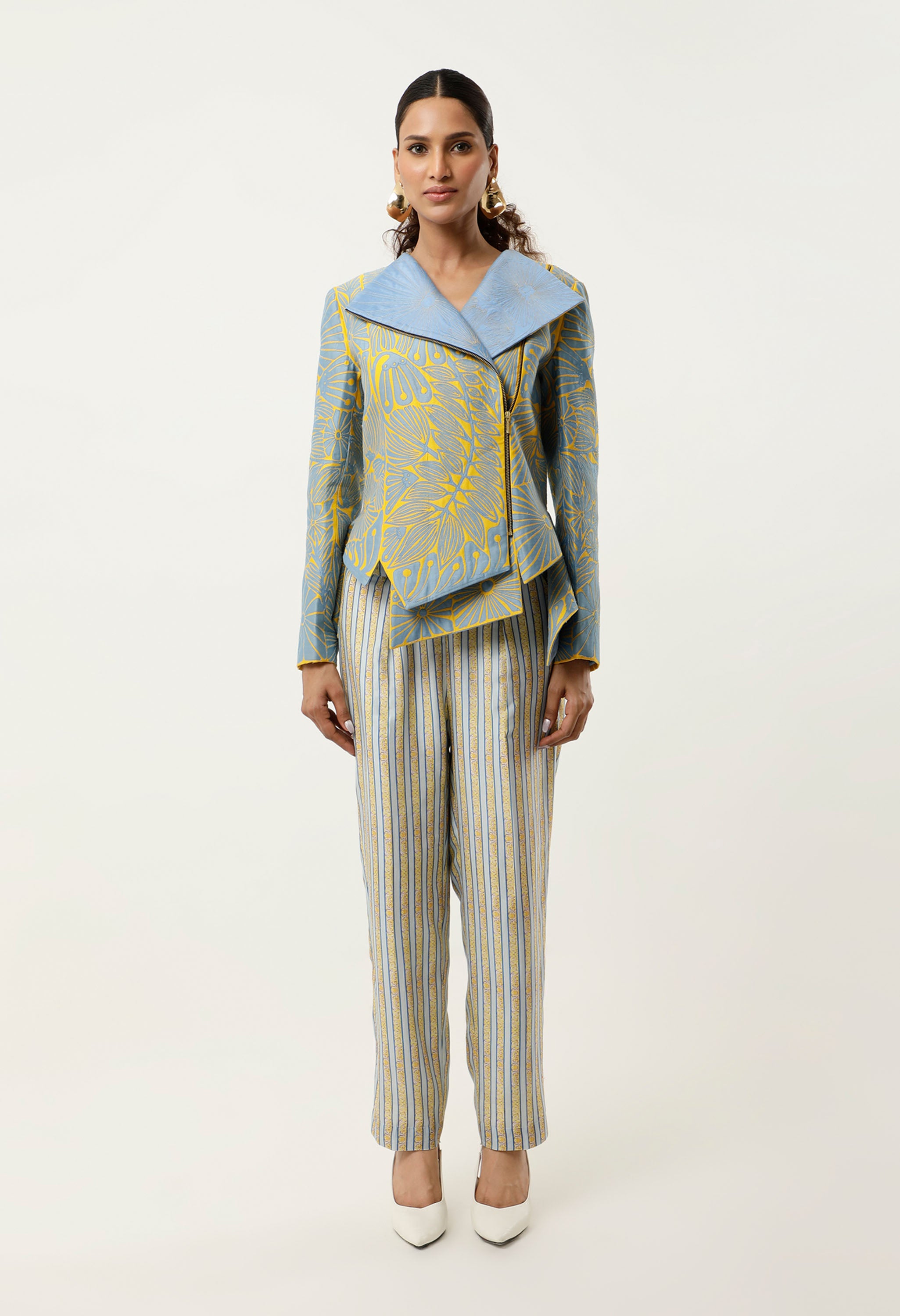 FLORAL CUTWORK JACKET WITH CHANDERI PANTS
