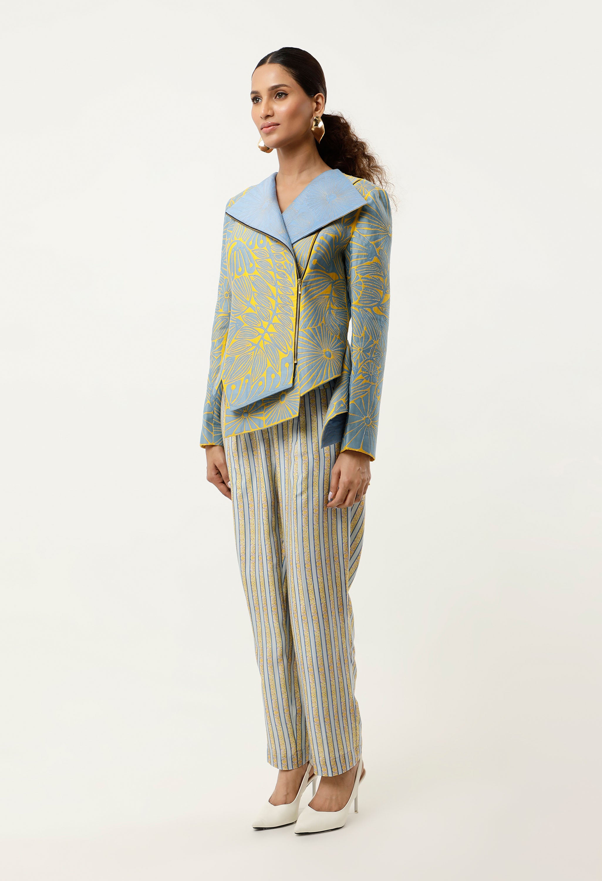 FLORAL CUTWORK JACKET WITH CHANDERI PANTS