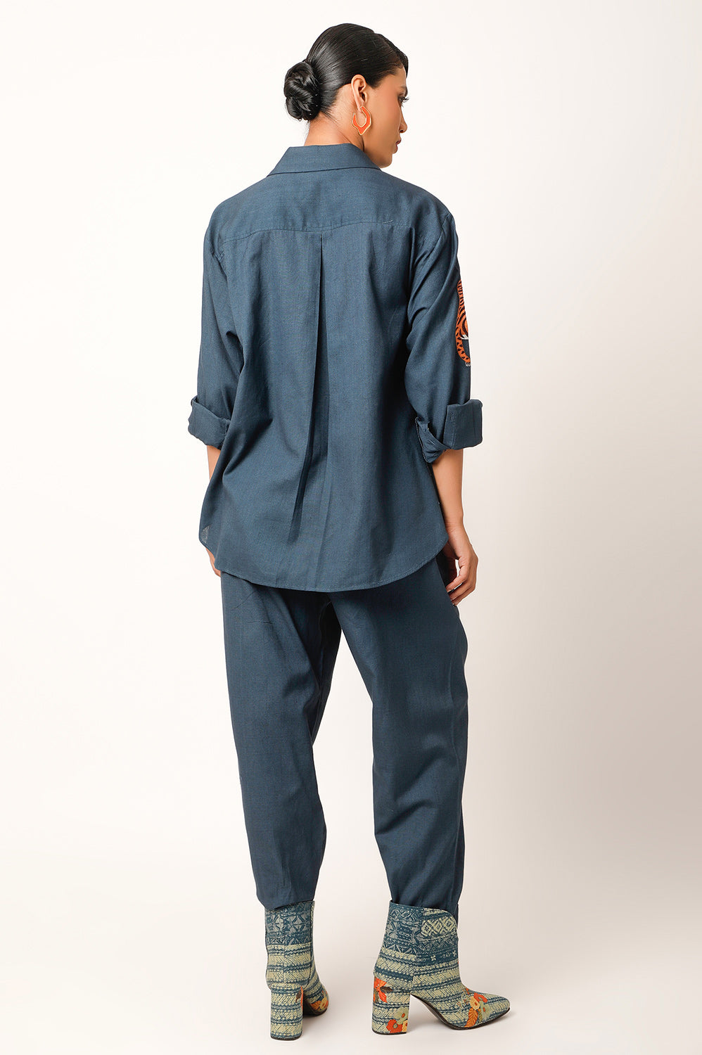 TIGER EMBROIDERED LINEN CO ORD