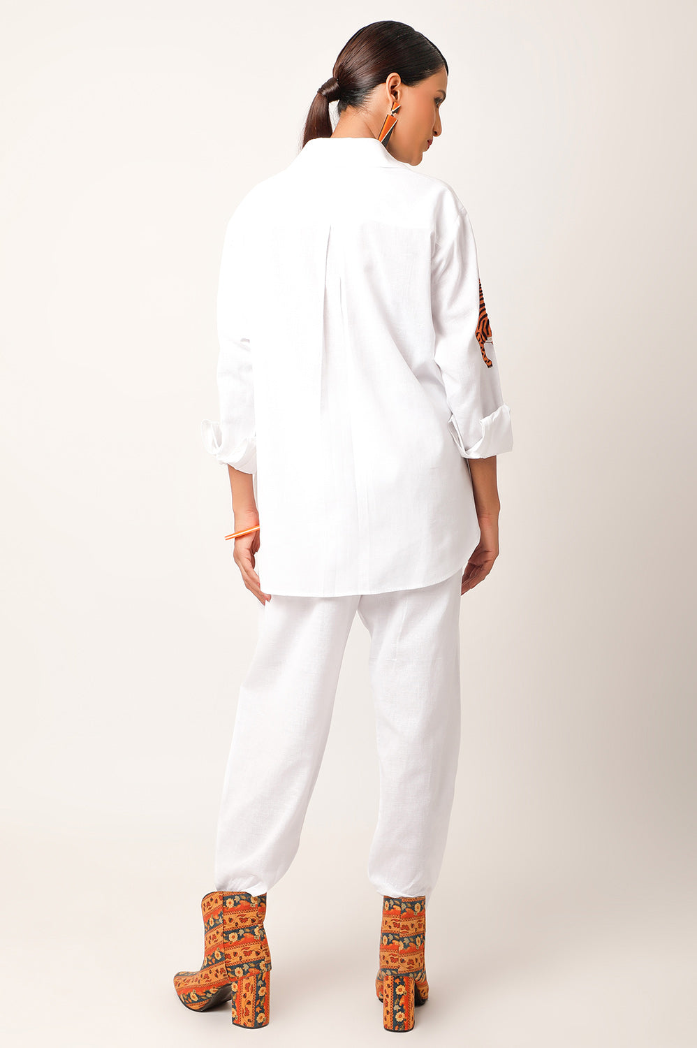 TIGER EMBROIDERED LINEN CO ORD