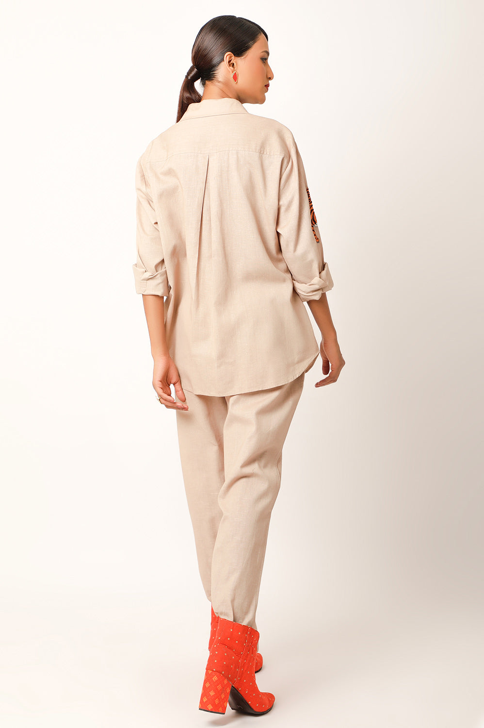 TIGER EMBROIDERED LINEN CO ORD