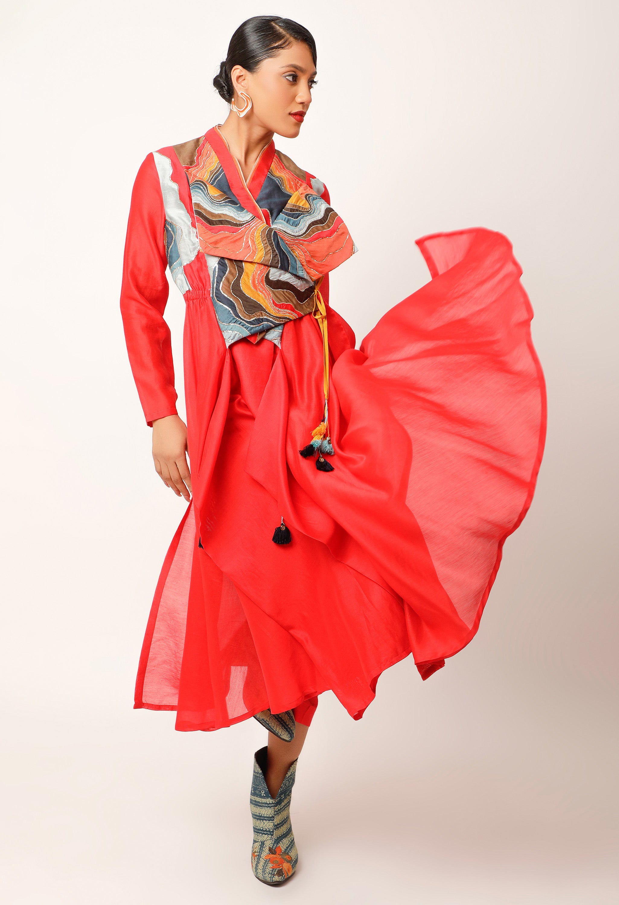 LANDSCAPE EMBROIDERED OVERLAP ANGRAKHA WITH PANTS