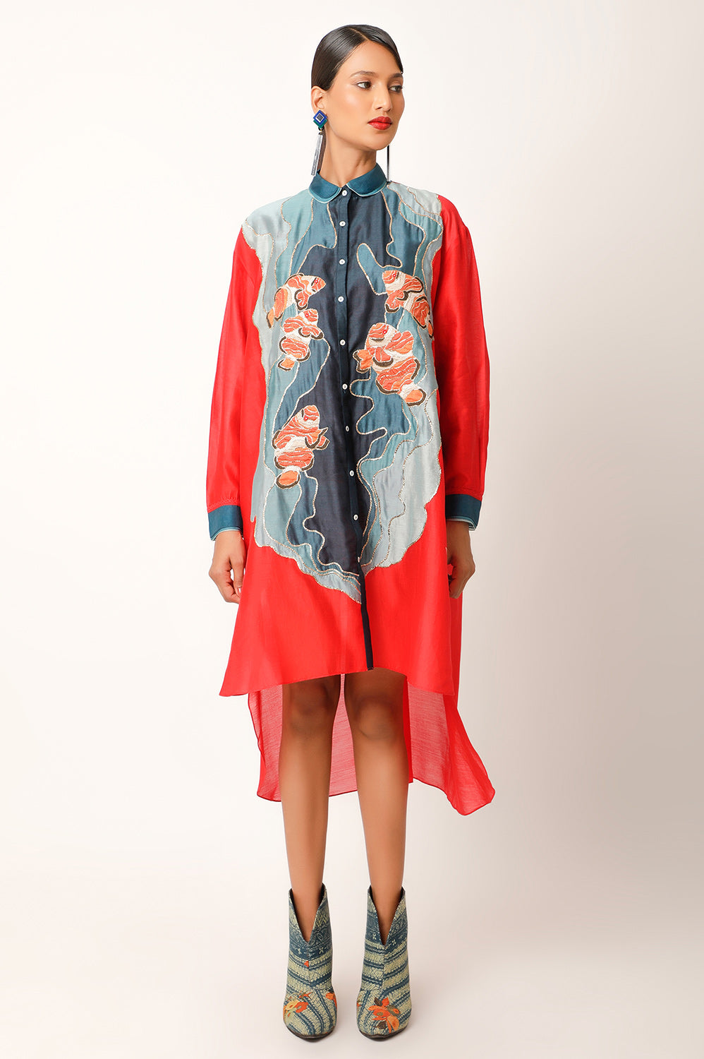 ANTI FIT SHIRT WITH FISH EMBROIDERY AND PANTS