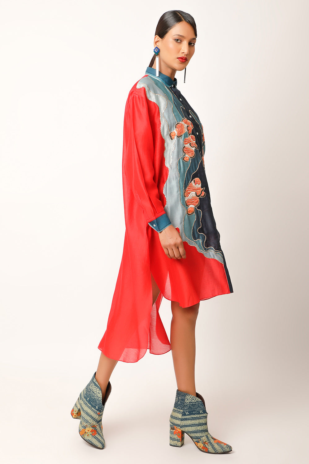 ANTI FIT SHIRT WITH FISH EMBROIDERY AND PANTS