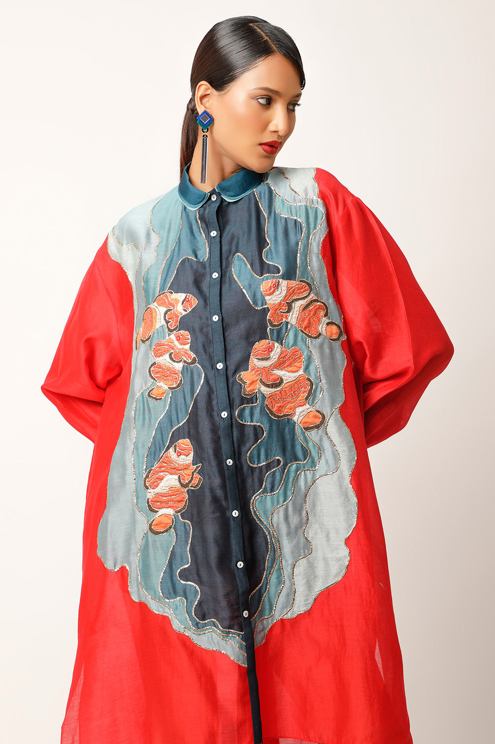 ANTI FIT SHIRT WITH FISH EMBROIDERY AND PANTS