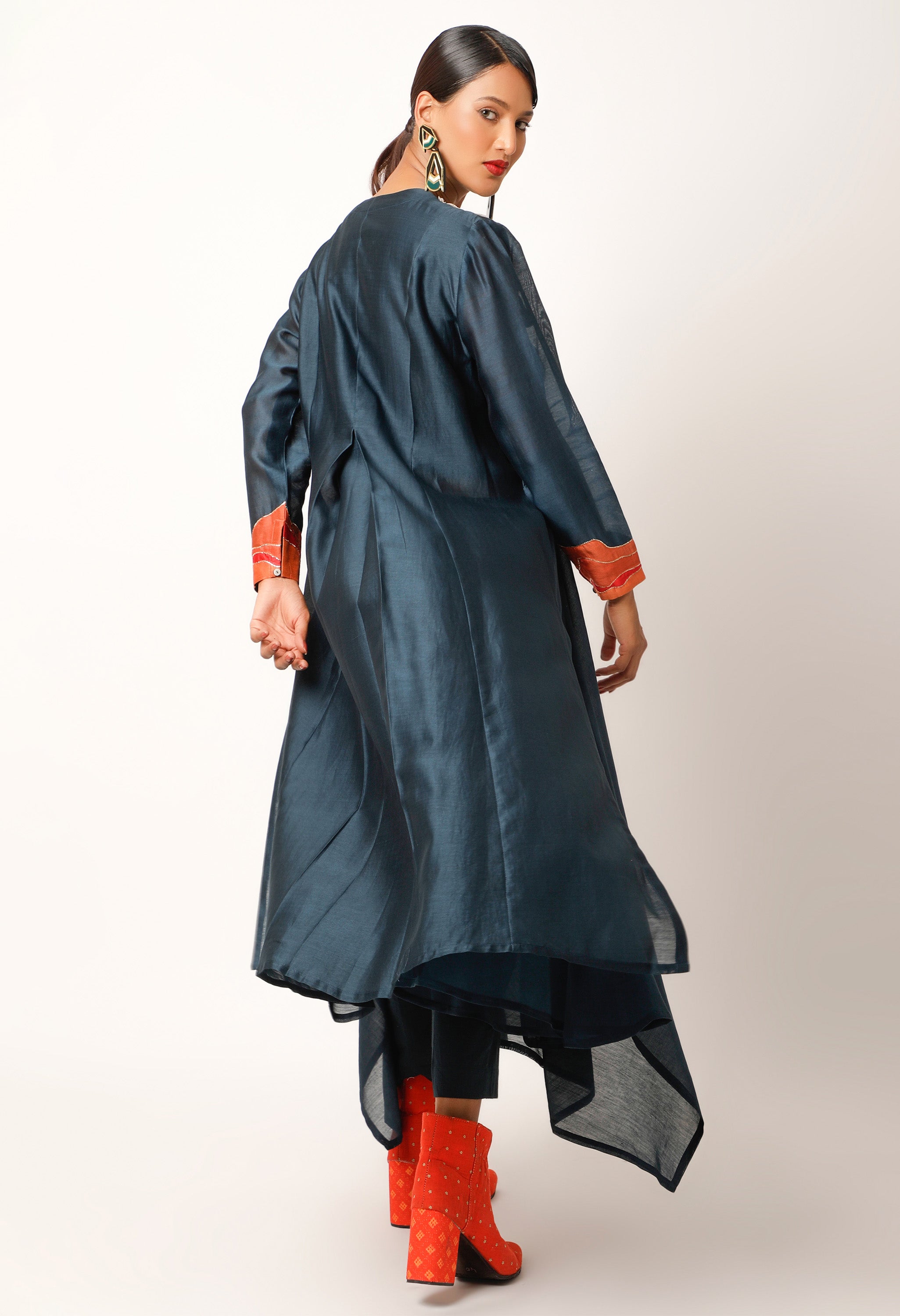 KOI FISH EMBROIDERED ANGRAKHA WITH PANTS