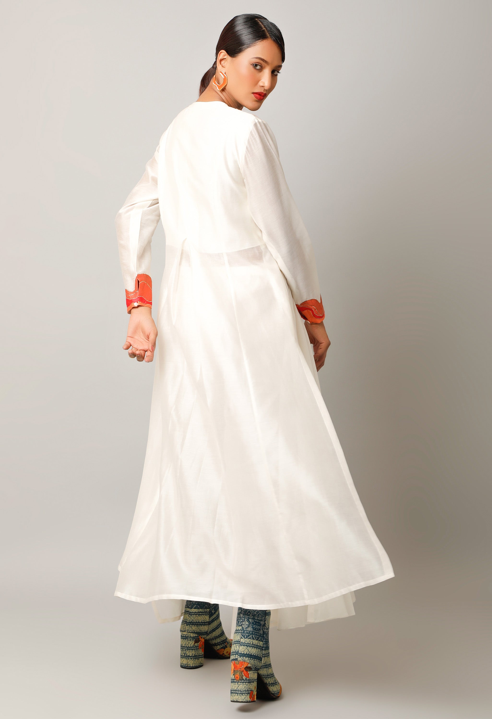 KOI FISH EMBROIDERED ANGRAKHA WITH PANTS