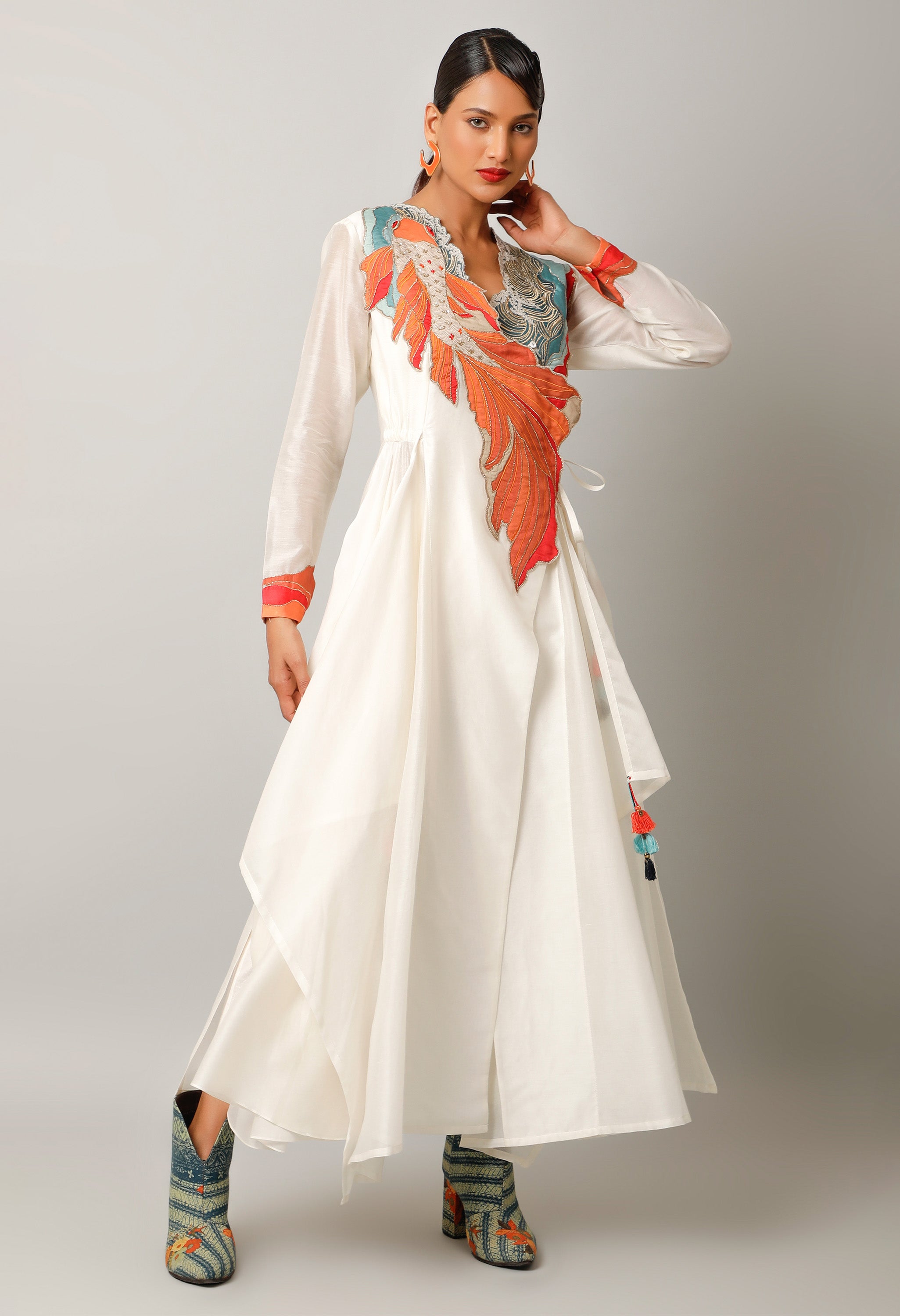 KOI FISH EMBROIDERED ANGRAKHA WITH PANTS