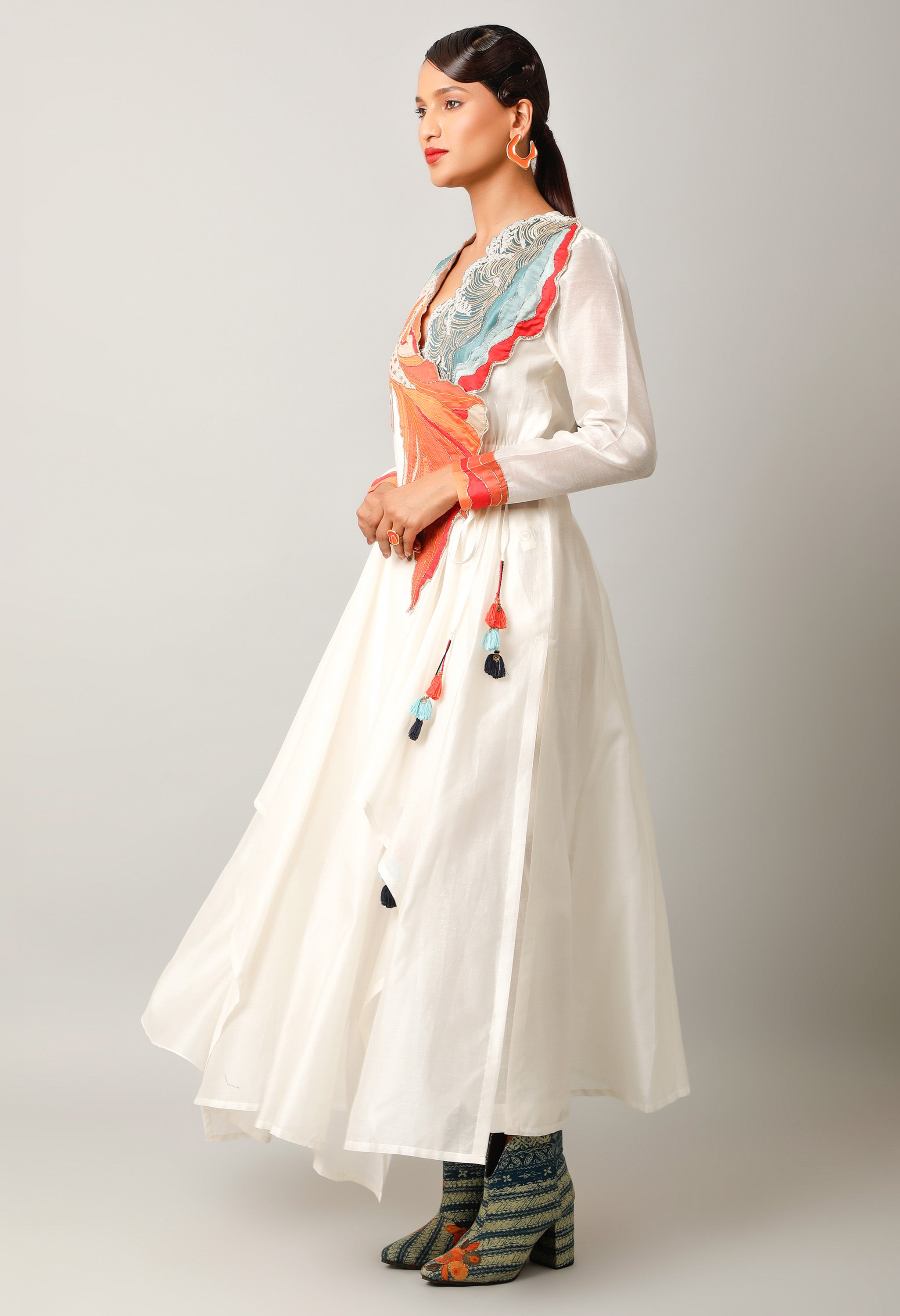 KOI FISH EMBROIDERED ANGRAKHA WITH PANTS