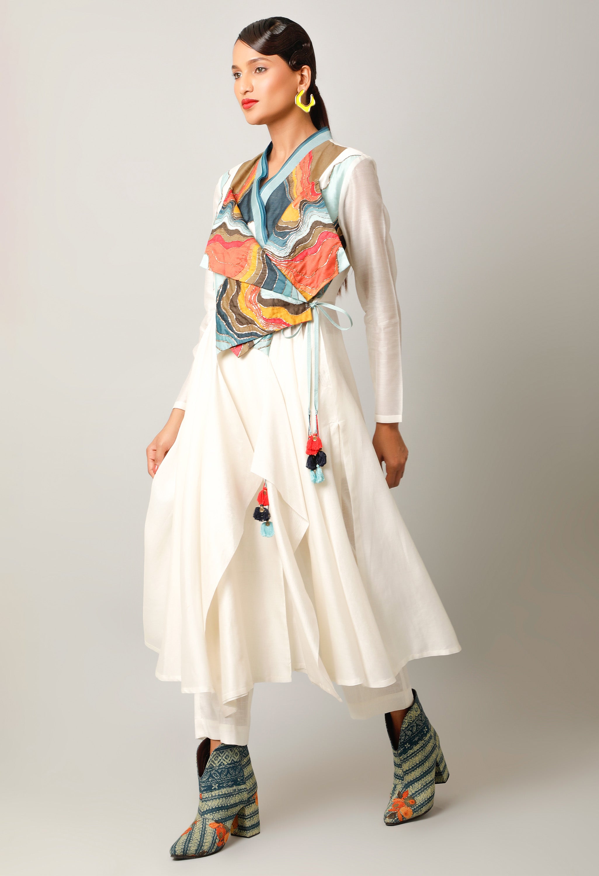 LANDSCAPE EMBROIDERED OVERLAP ANGRAKHA WITH PANTS