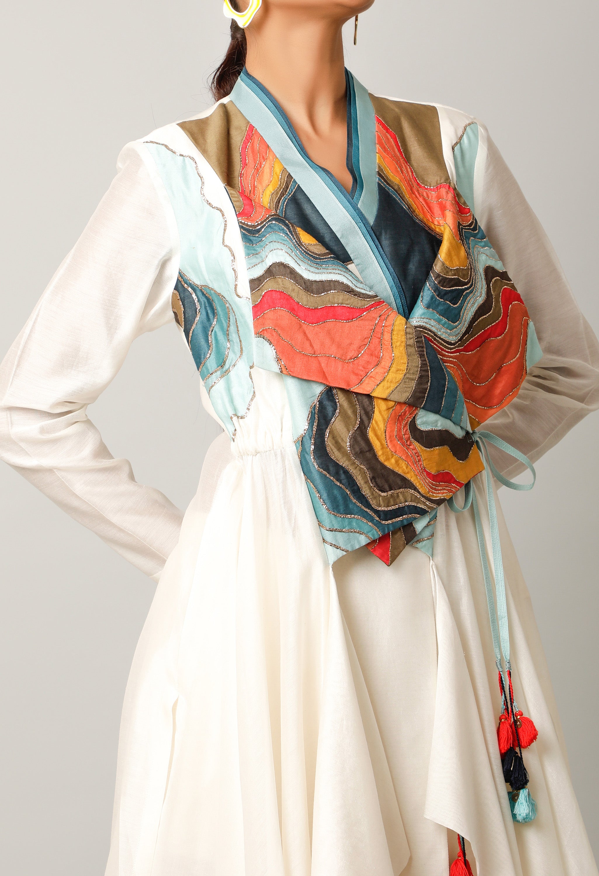 LANDSCAPE EMBROIDERED OVERLAP ANGRAKHA WITH PANTS