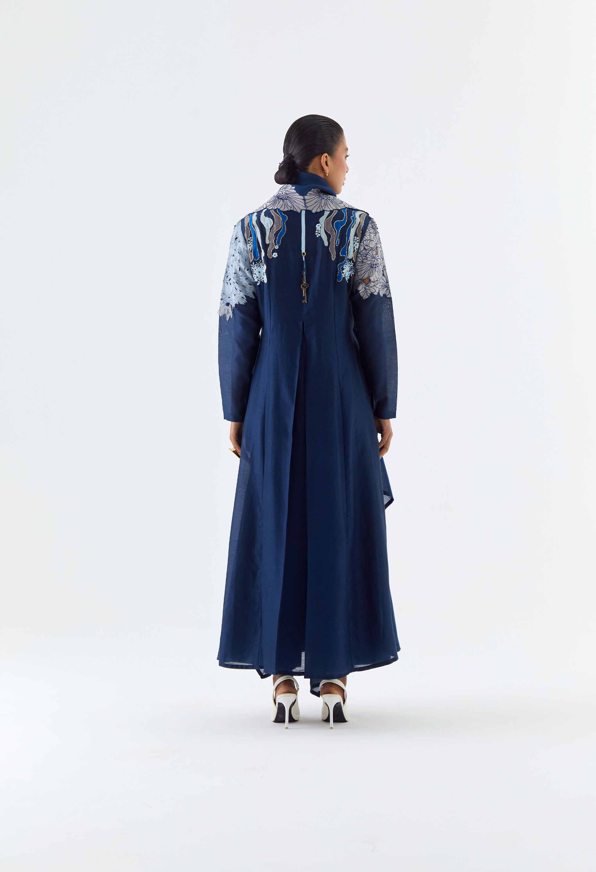 DRAPED COLLAR ANGRAKHA WITH PANTS