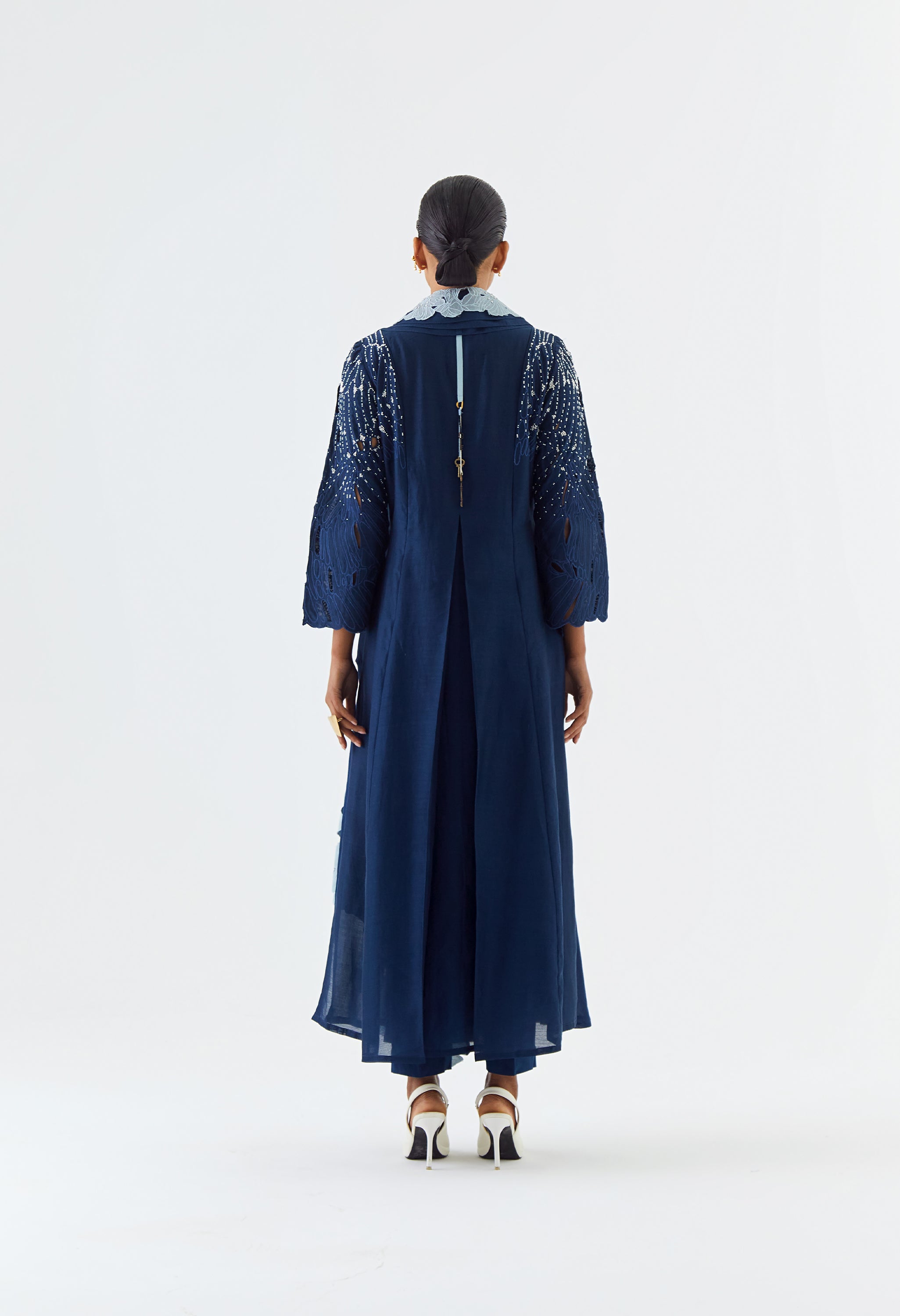 LAYERED COLLOR OVERLAP ANGRAKHA WITH PANTS