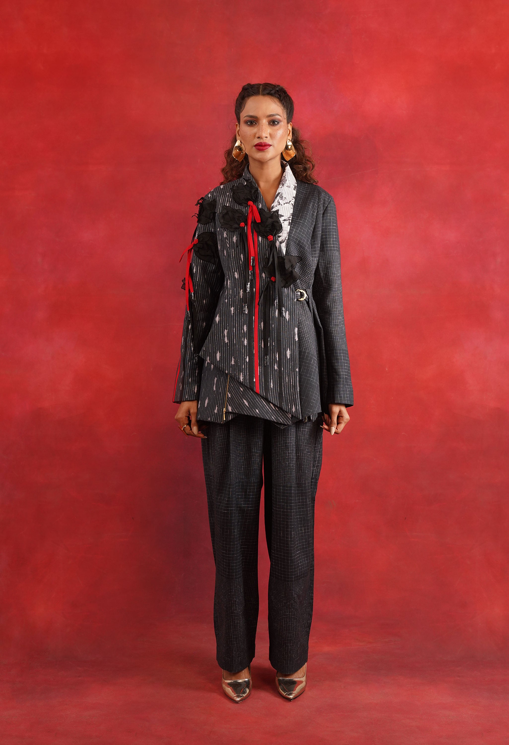 3D TULIP EMB JACKET WITH PANTS
