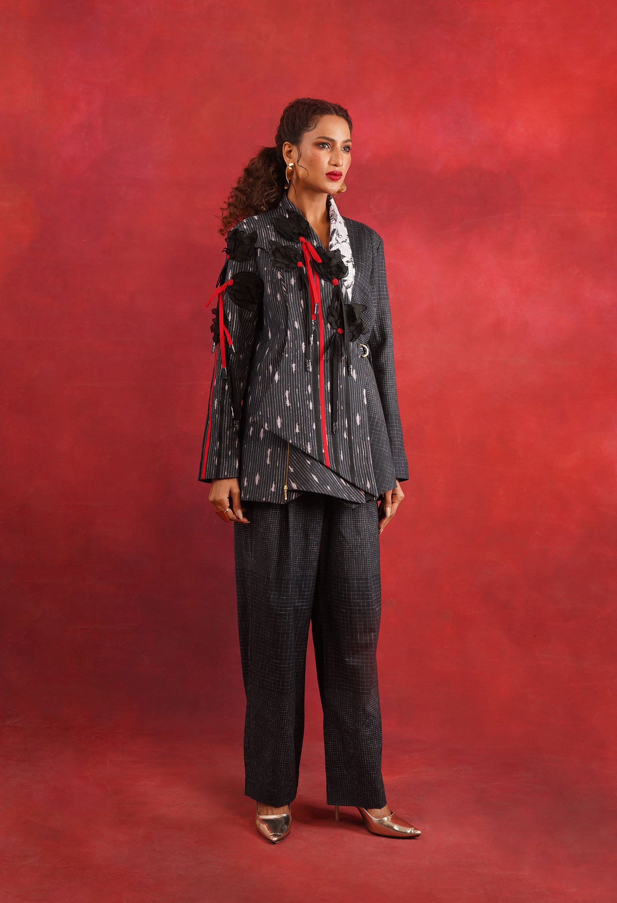 3D TULIP EMB JACKET WITH PANTS