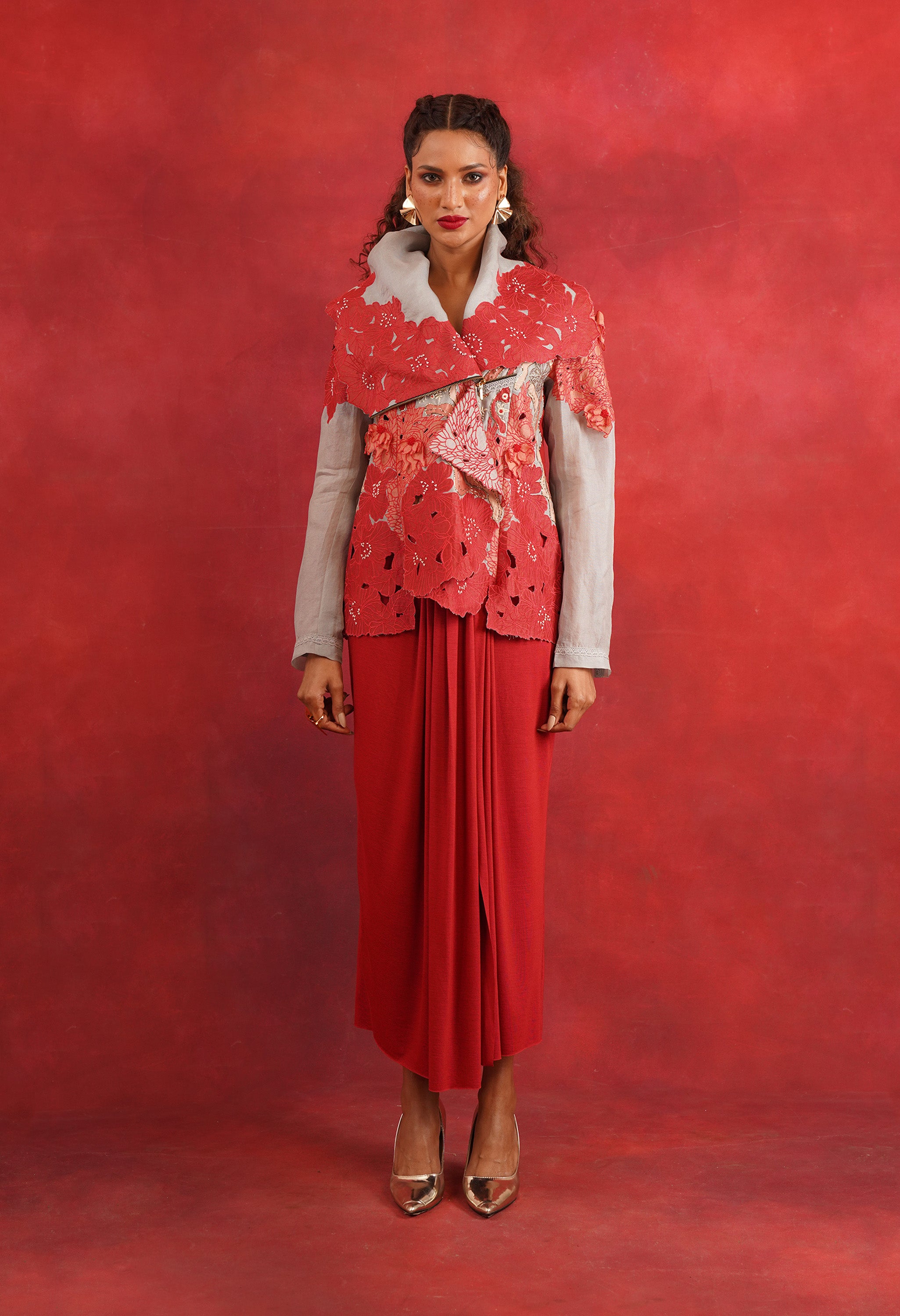 DRAPED COLLAR JACKET