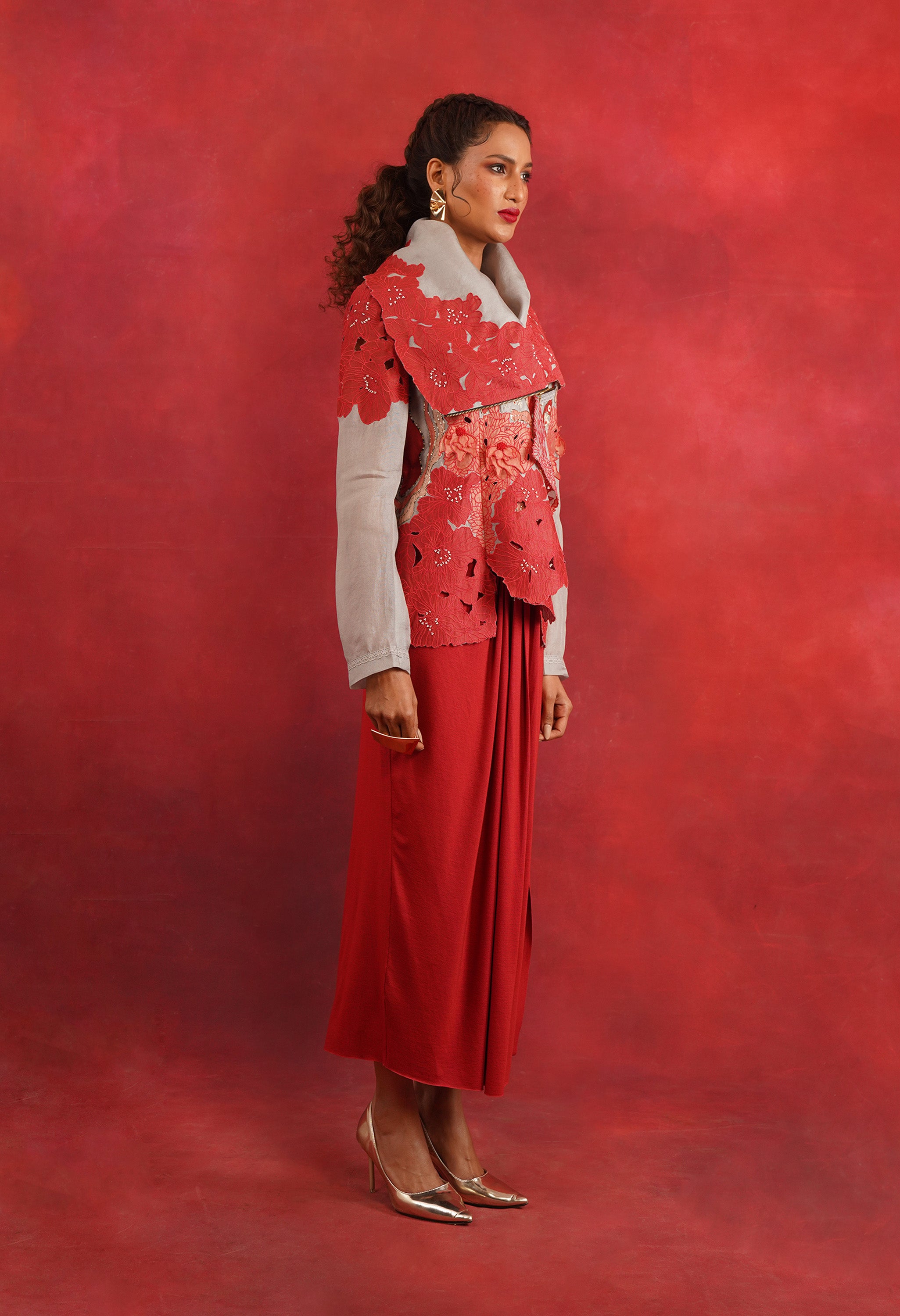 DRAPED COLLAR JACKET