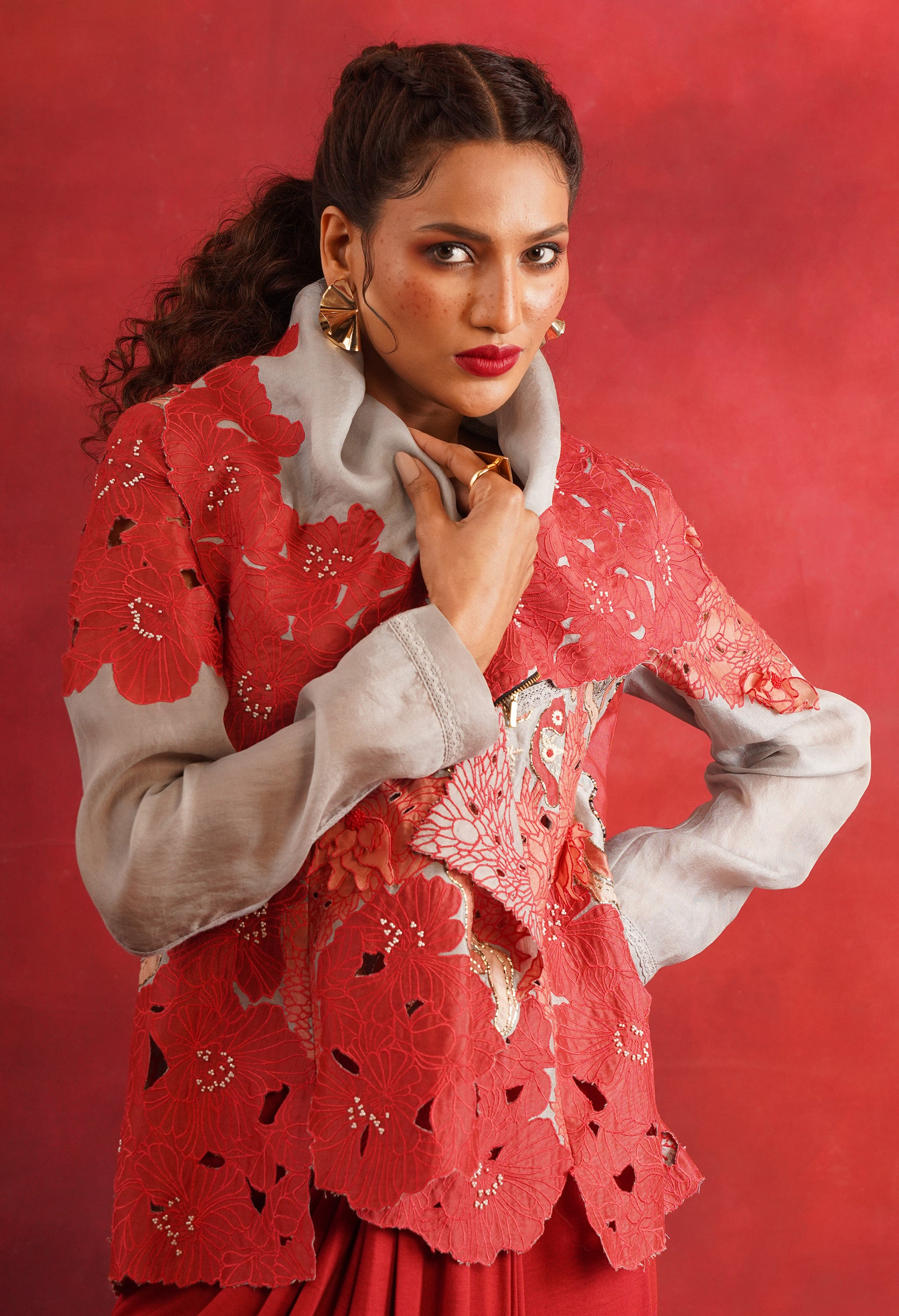 DRAPED COLLAR JACKET