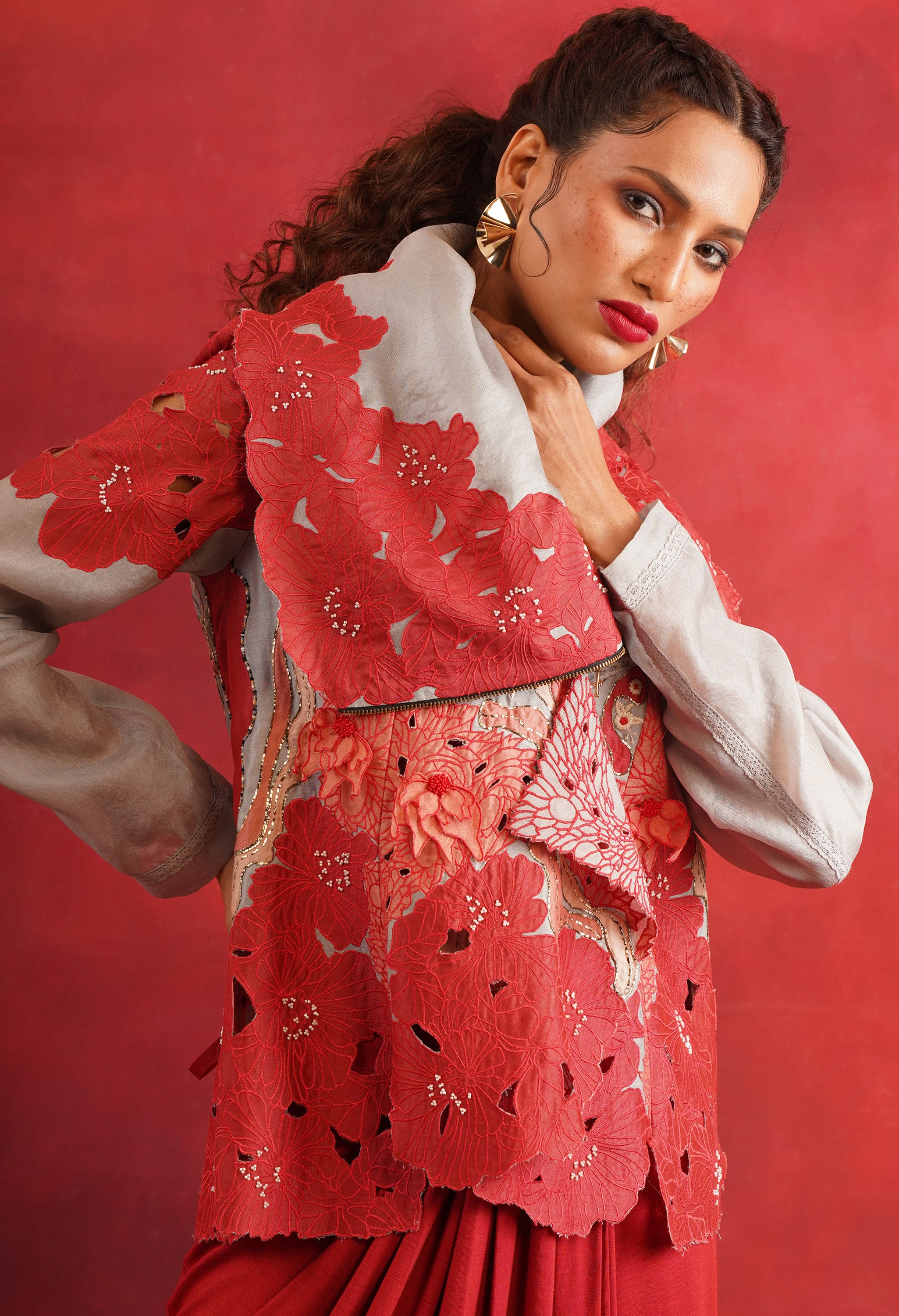 DRAPED COLLAR JACKET