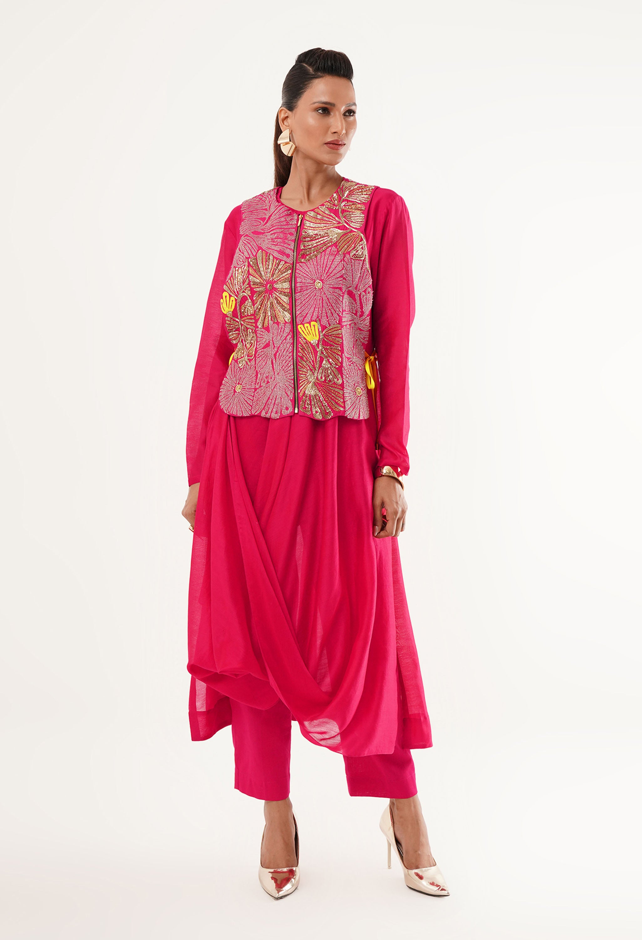 DRAPED KURTA WITH GILET