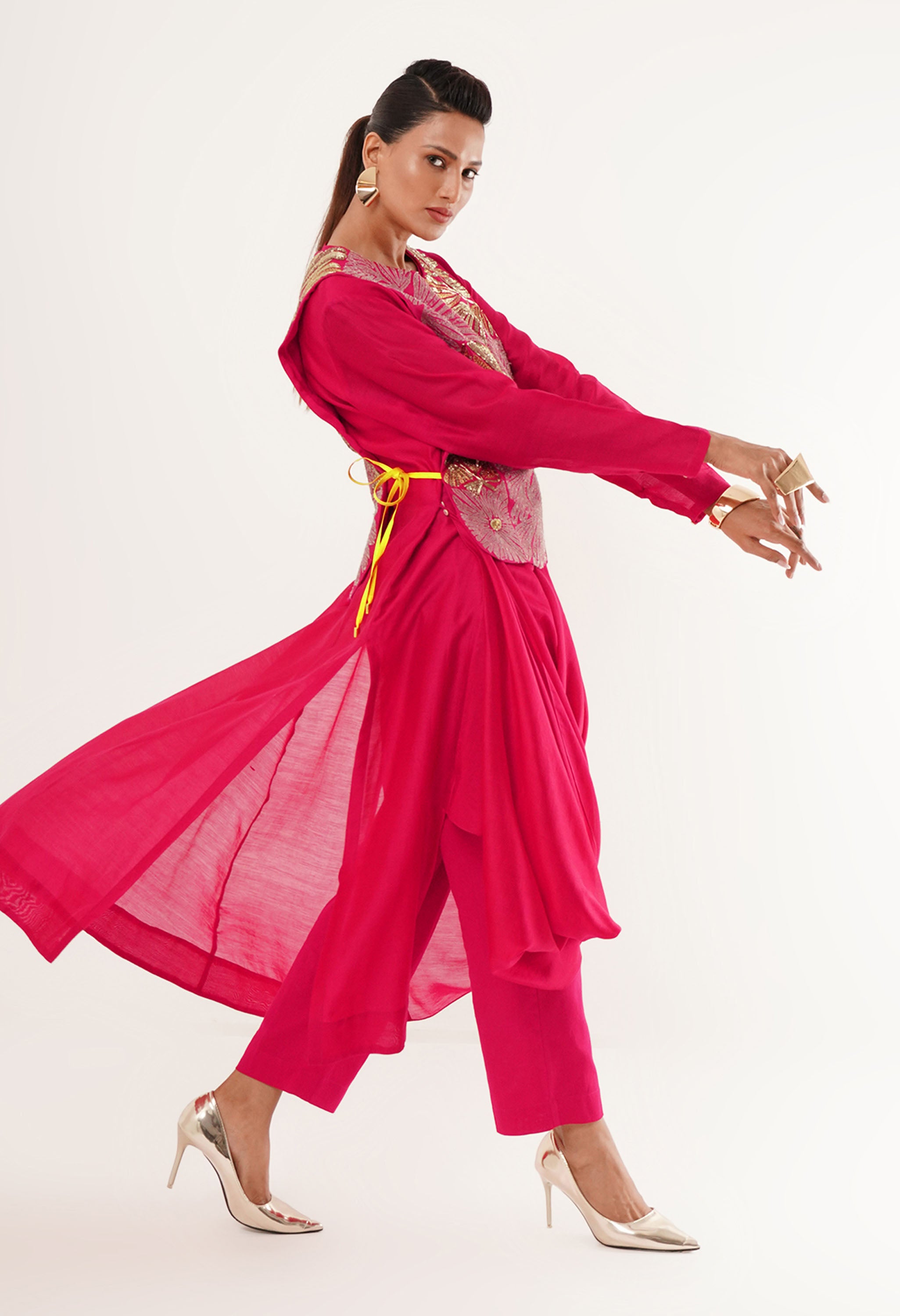 DRAPED KURTA WITH GILET