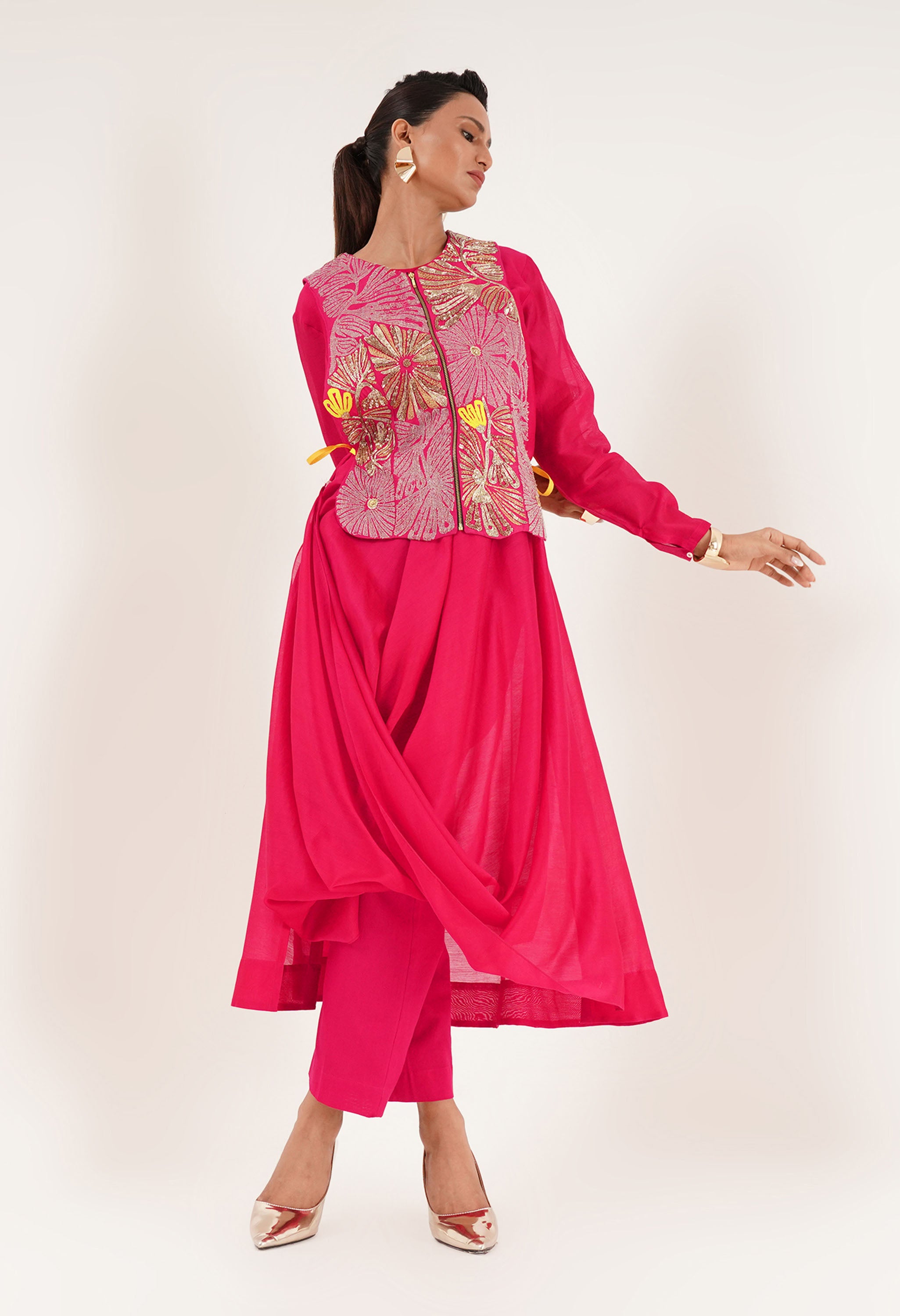 DRAPED KURTA WITH GILET