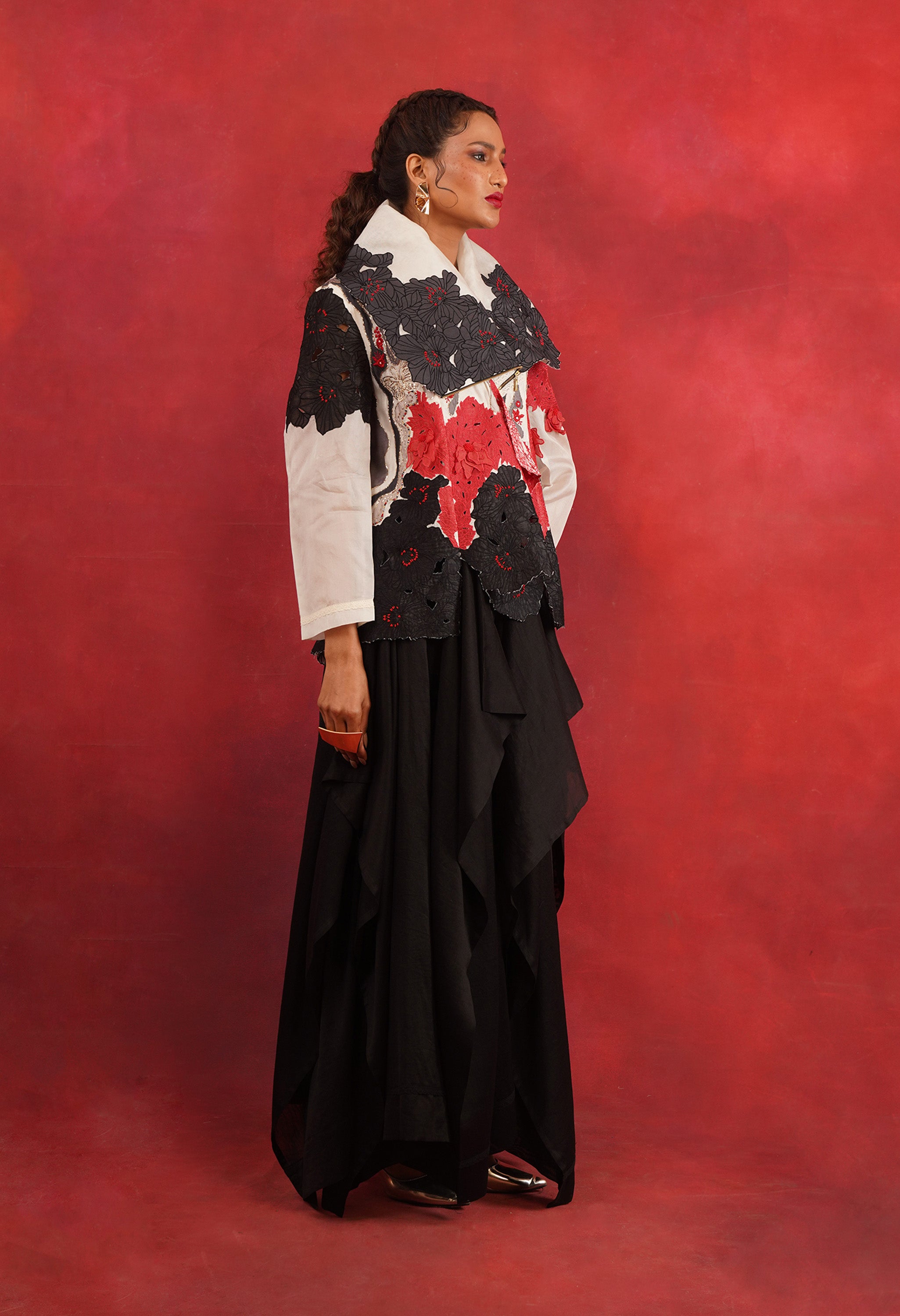 DRAPED COLLAR JACKET