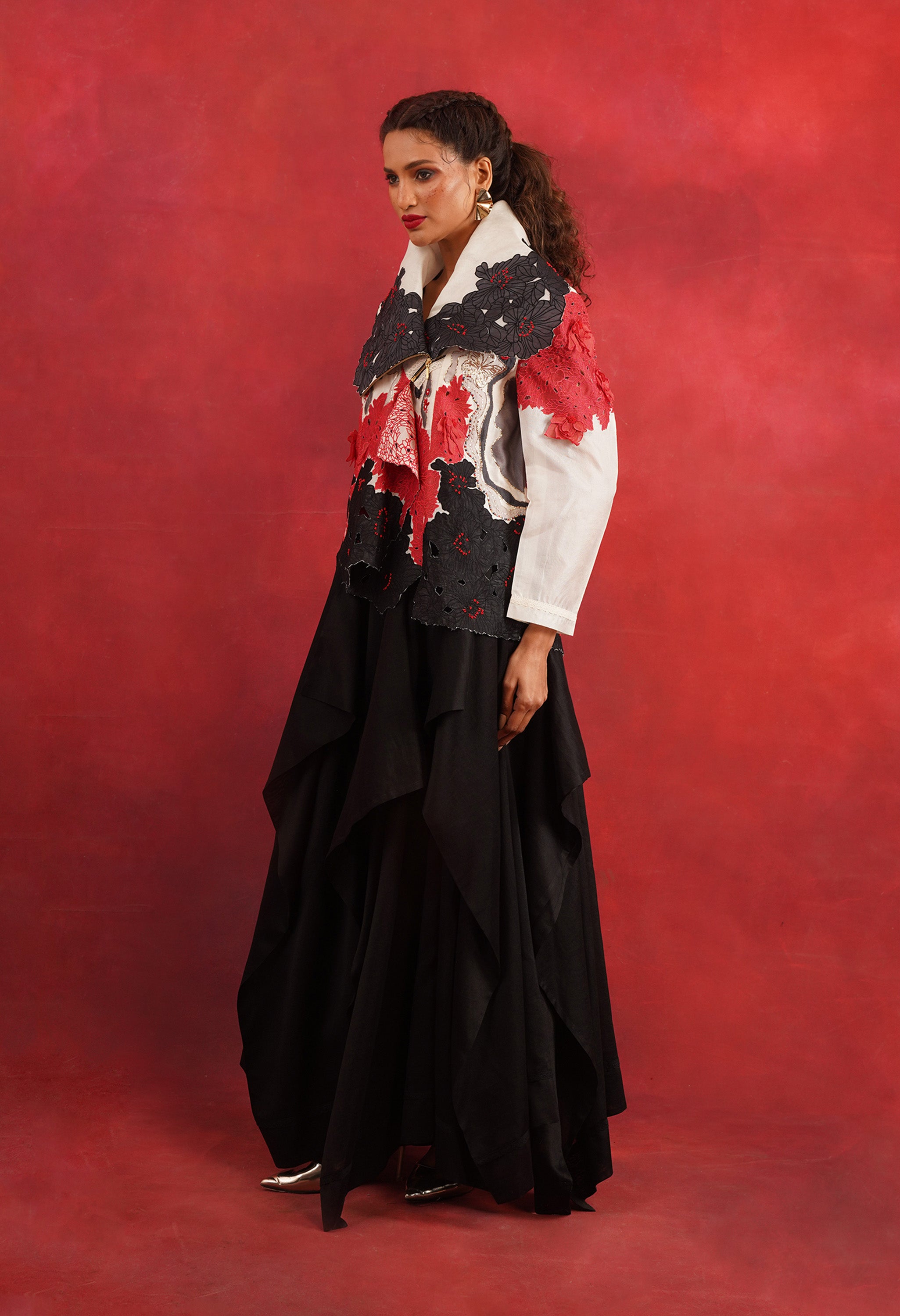 DRAPED COLLAR JACKET