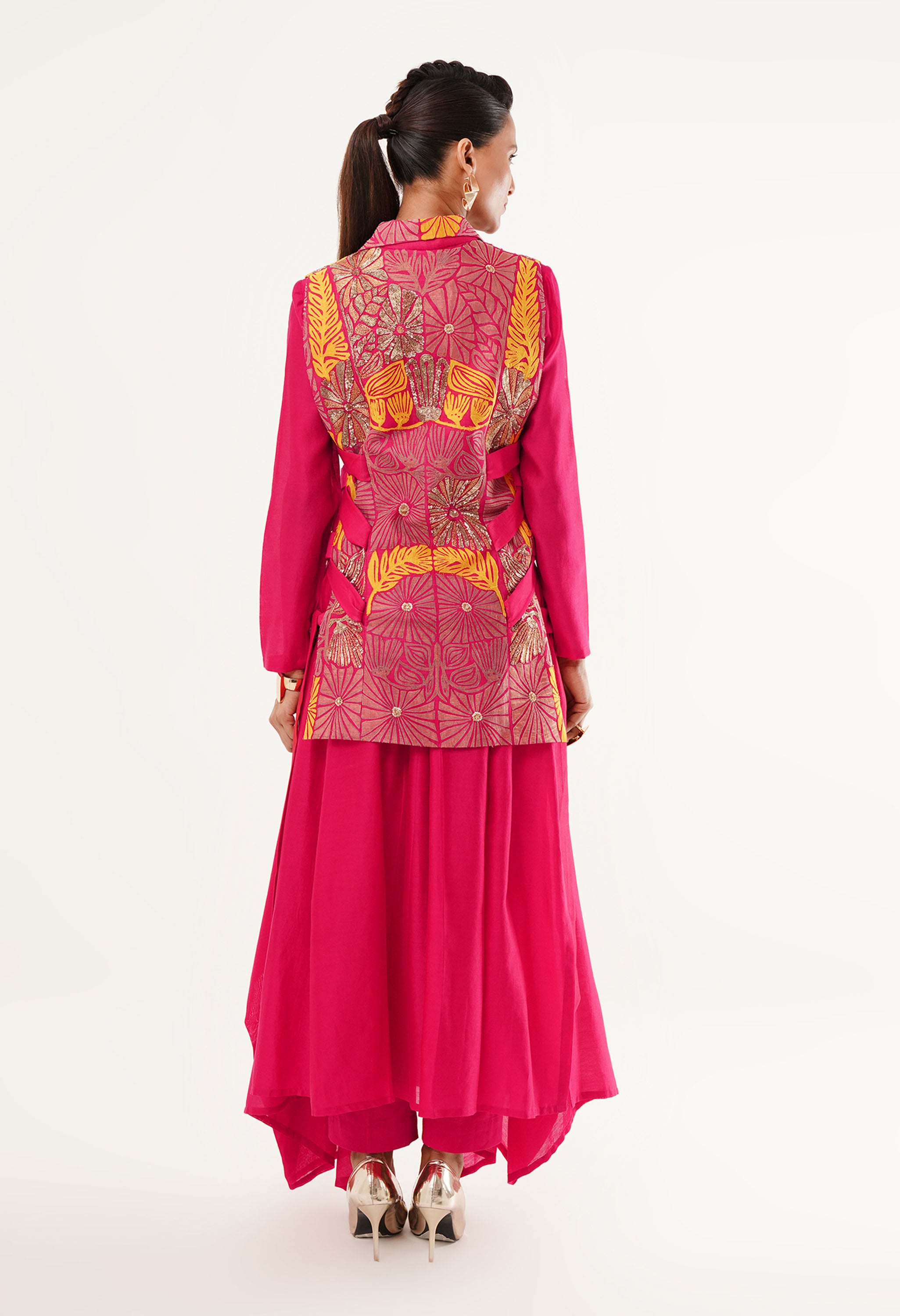 SIDE TIE UP JACKET WITH KURTA
